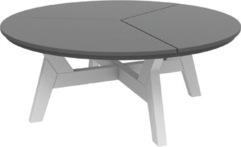 Round chat table with heathered dark gray top and pedestal-style support legs