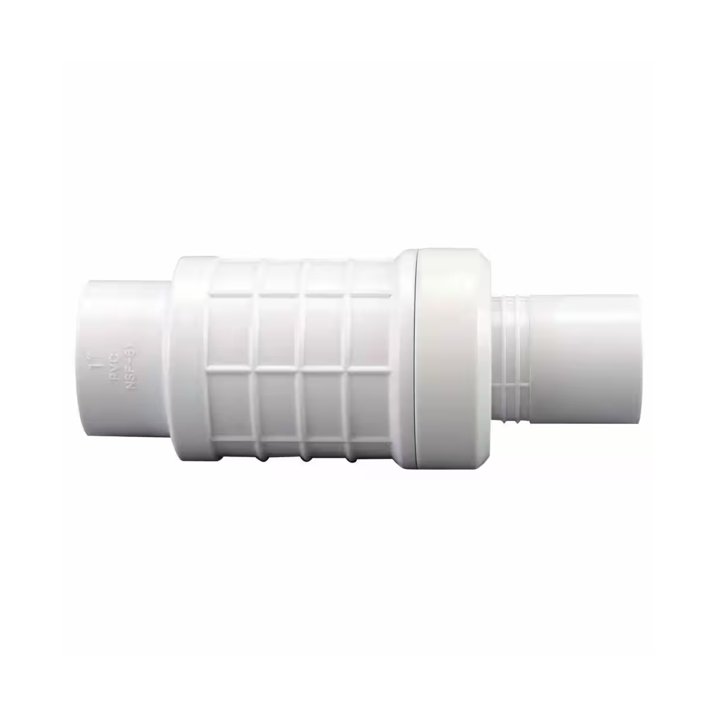 1-inch slide repair coupling, white plastic with ribbed grip and slip ends