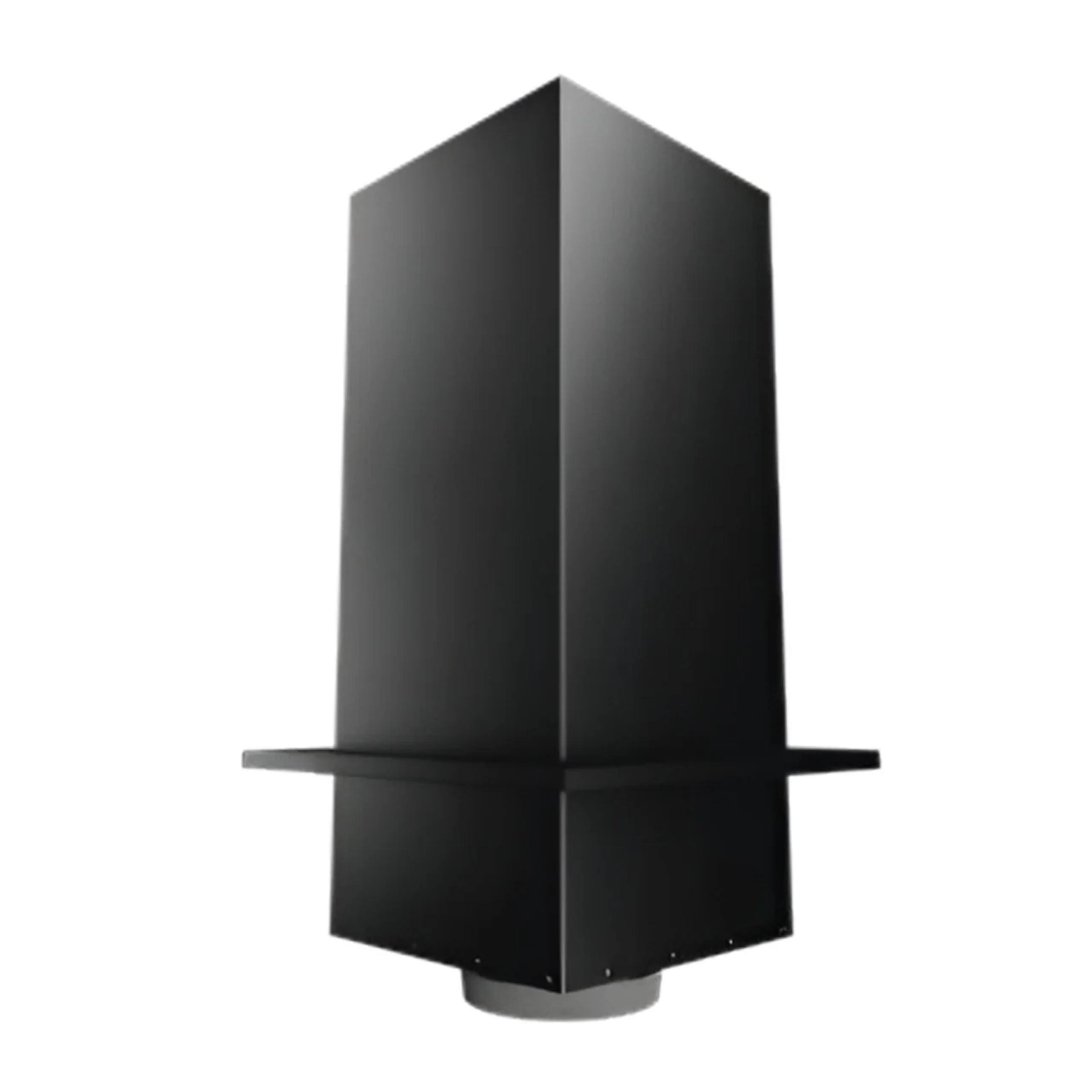 Ceiling support box, dark metal, with horizontal flange and tapered outer housing