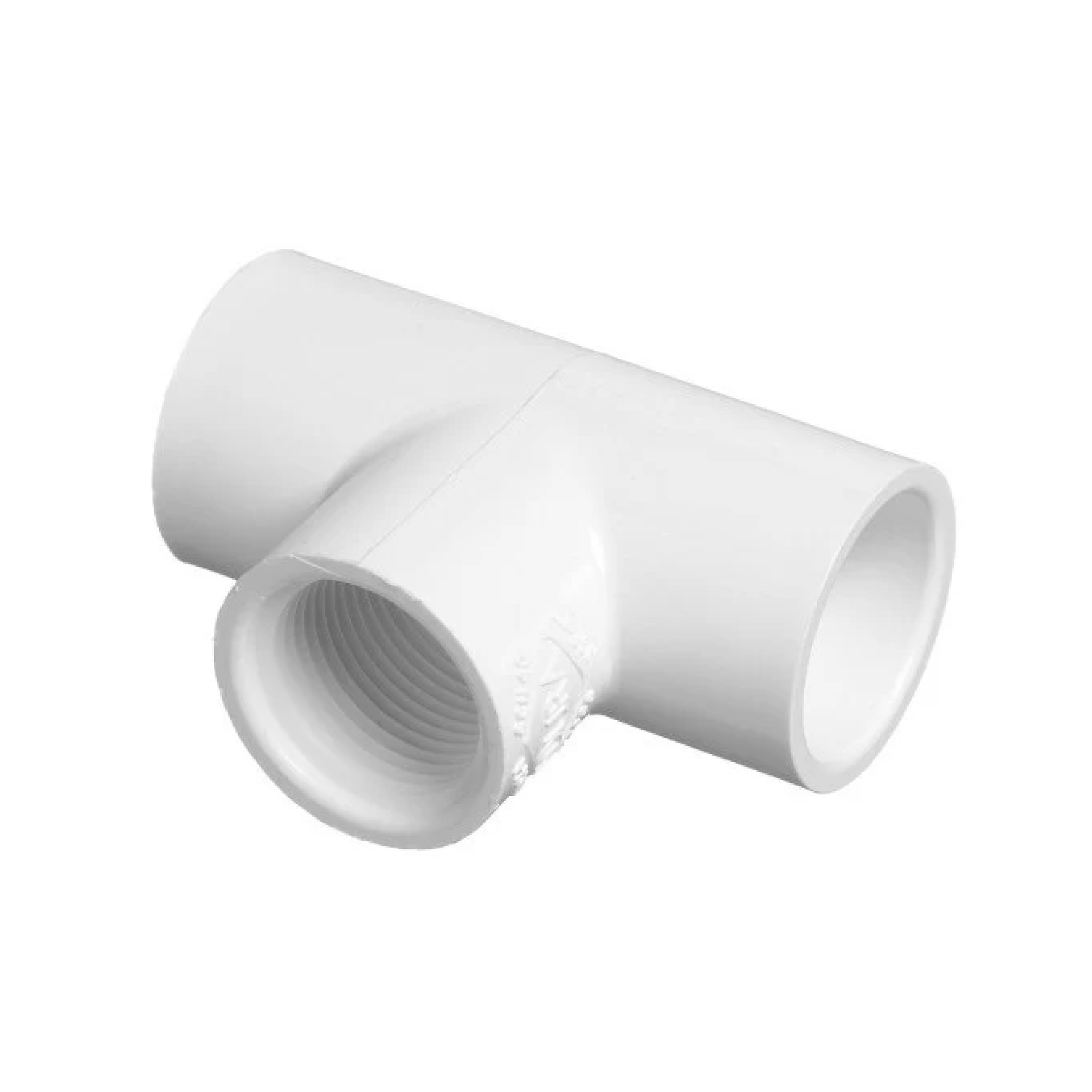 White 1/2 in slip tee pipe fitting, side outlet and two slip ends