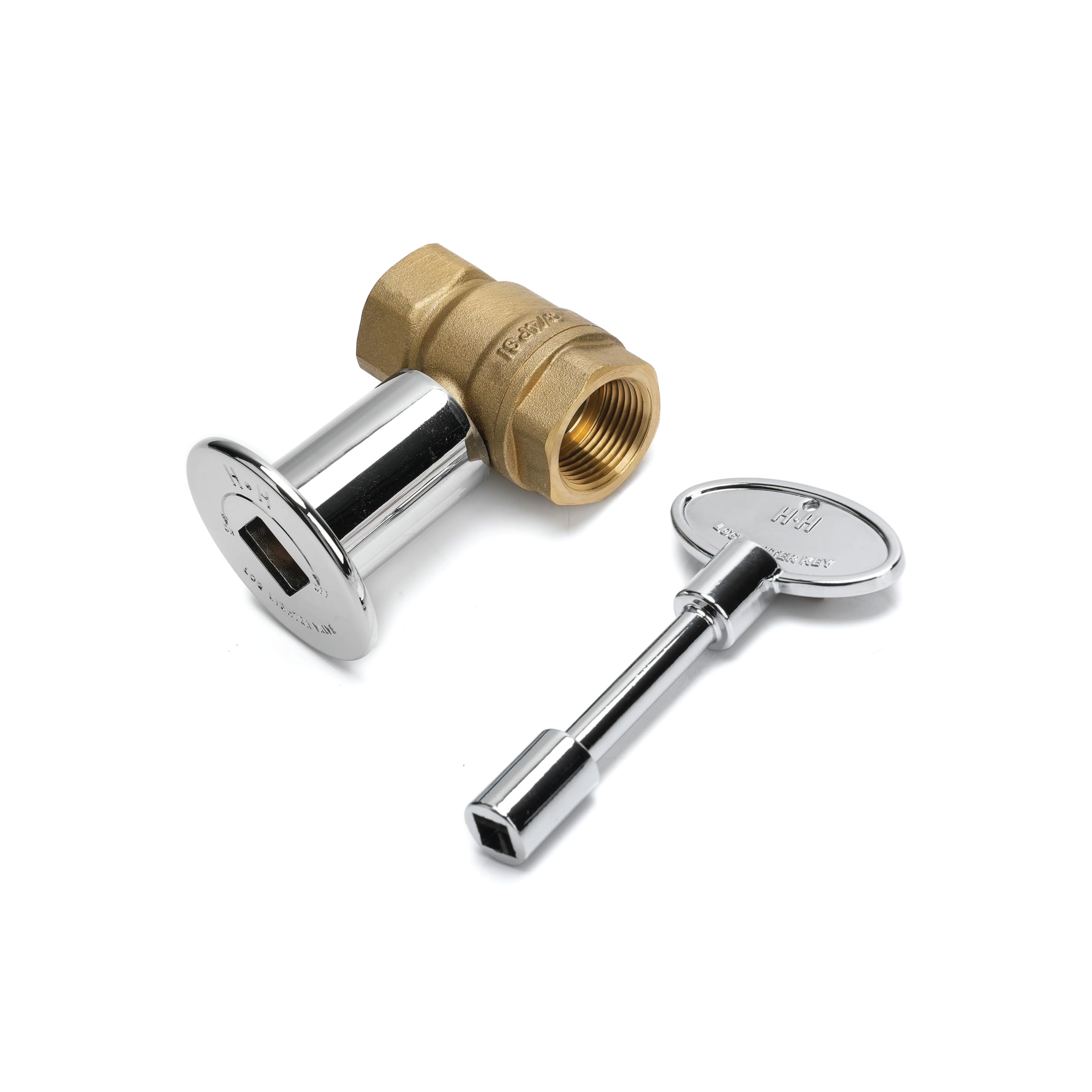 1/2" Straight Valve, Polished Chrome Round Flange and 3” Key