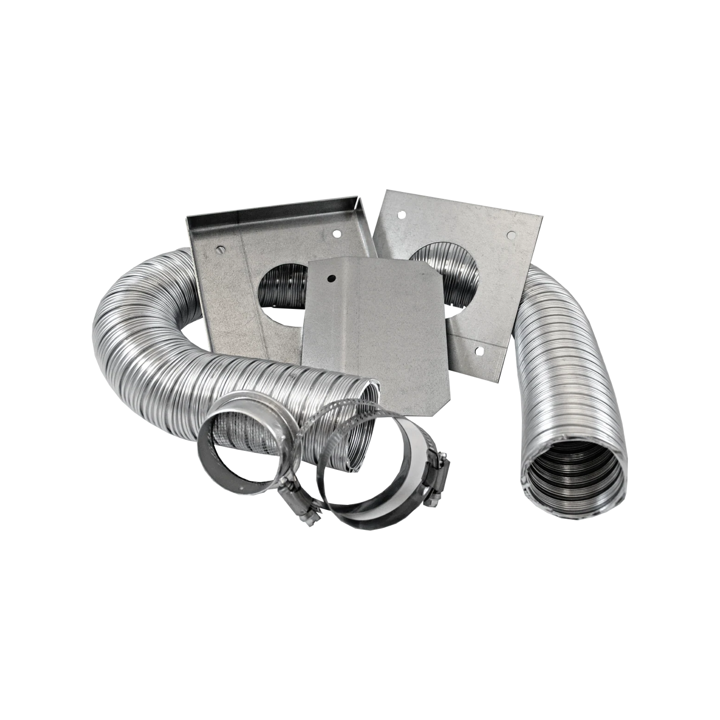 Outside air kit with flexible duct and metal mounting brackets, silver