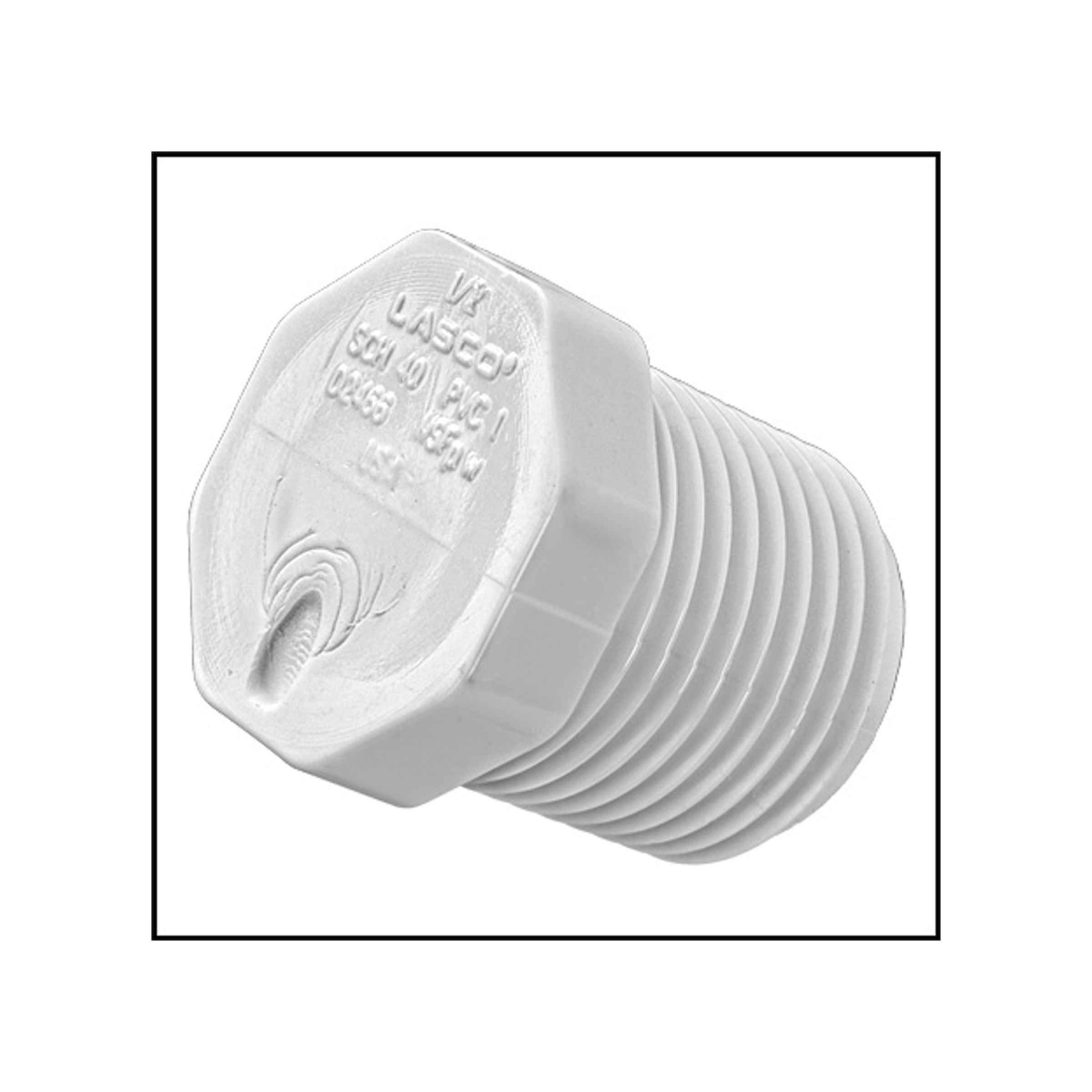 Hex plug fitting, white, 1.25 in