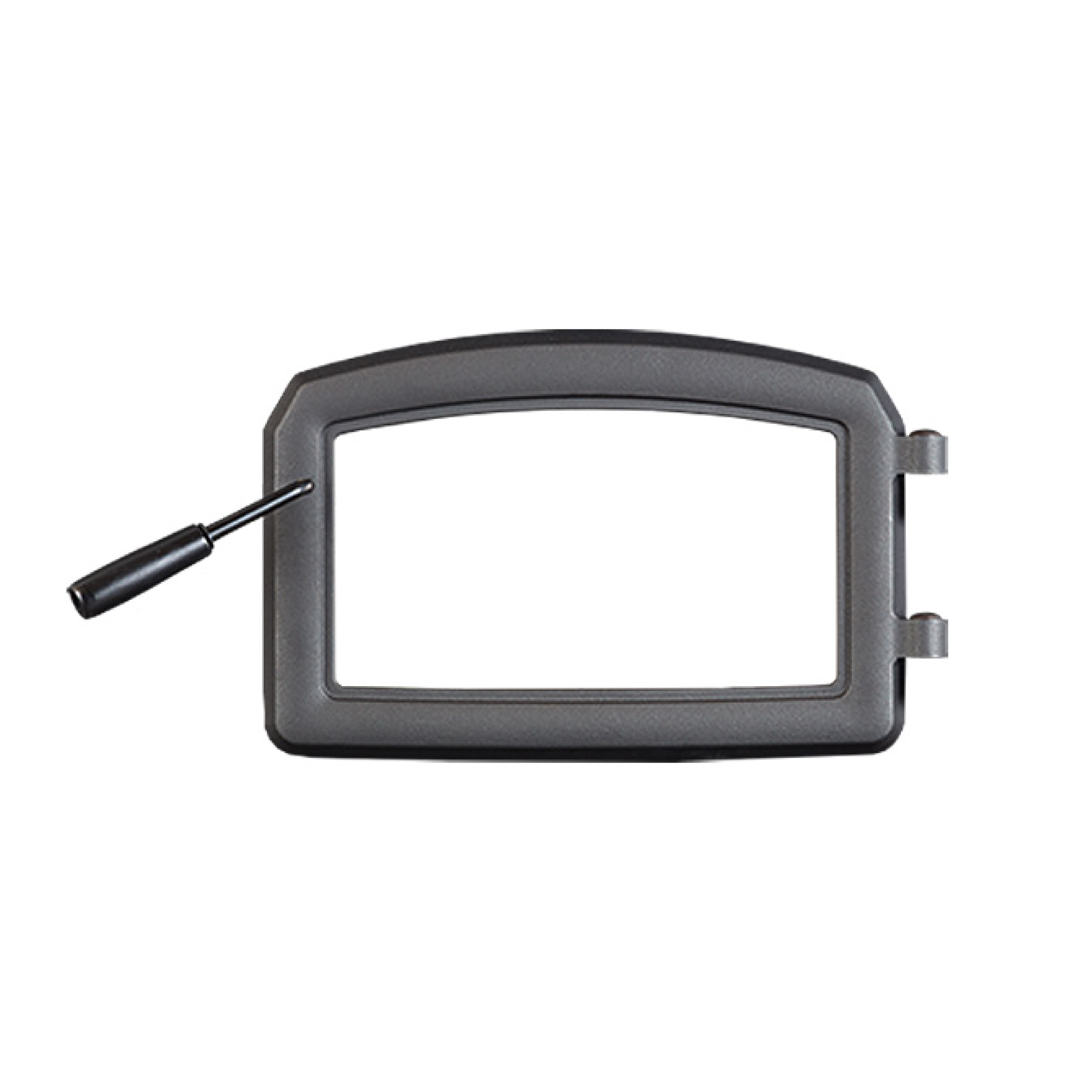 Classic door frame with lever handle, dark gray/black, and two side clamps