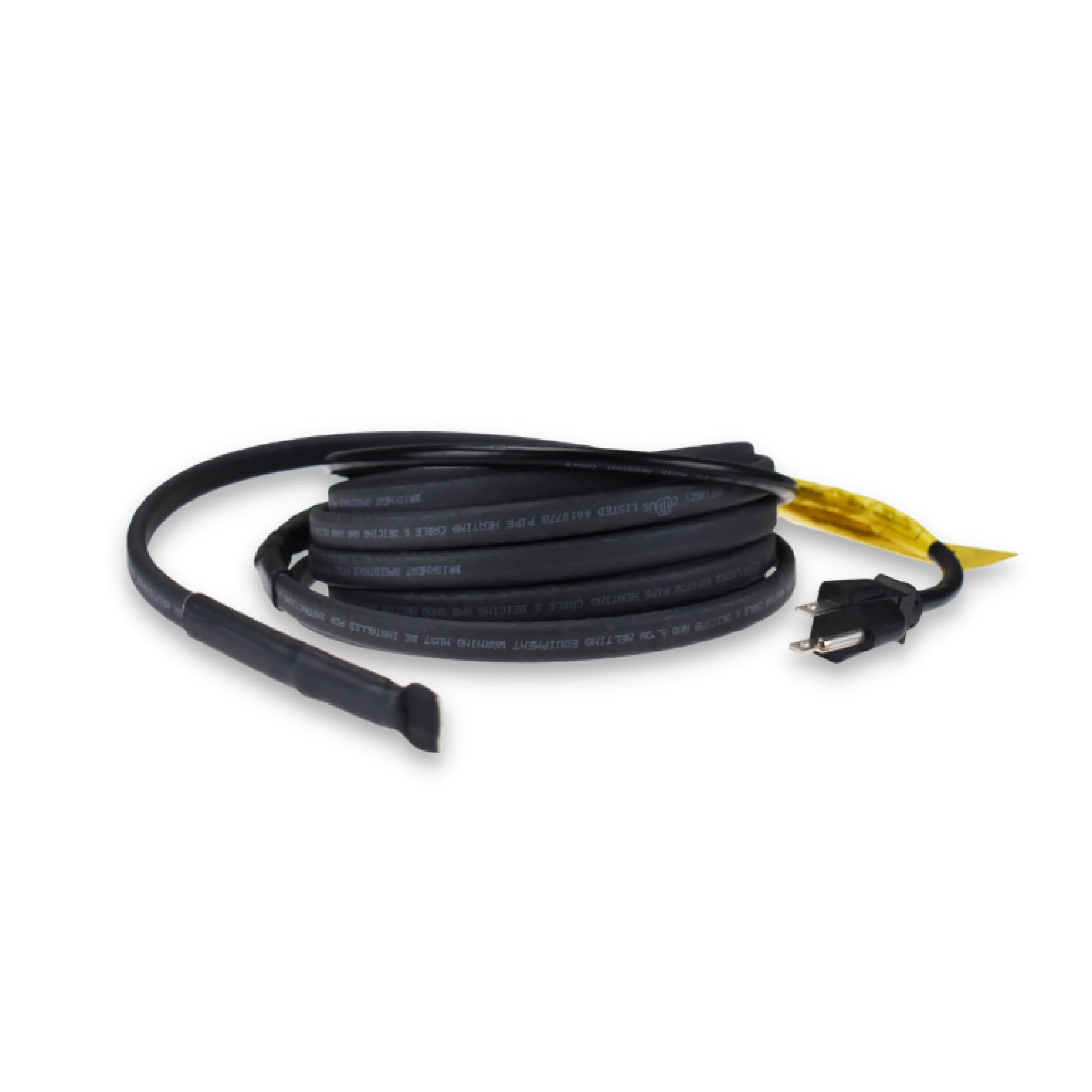 Heat trace tape with black heating wire and power plug