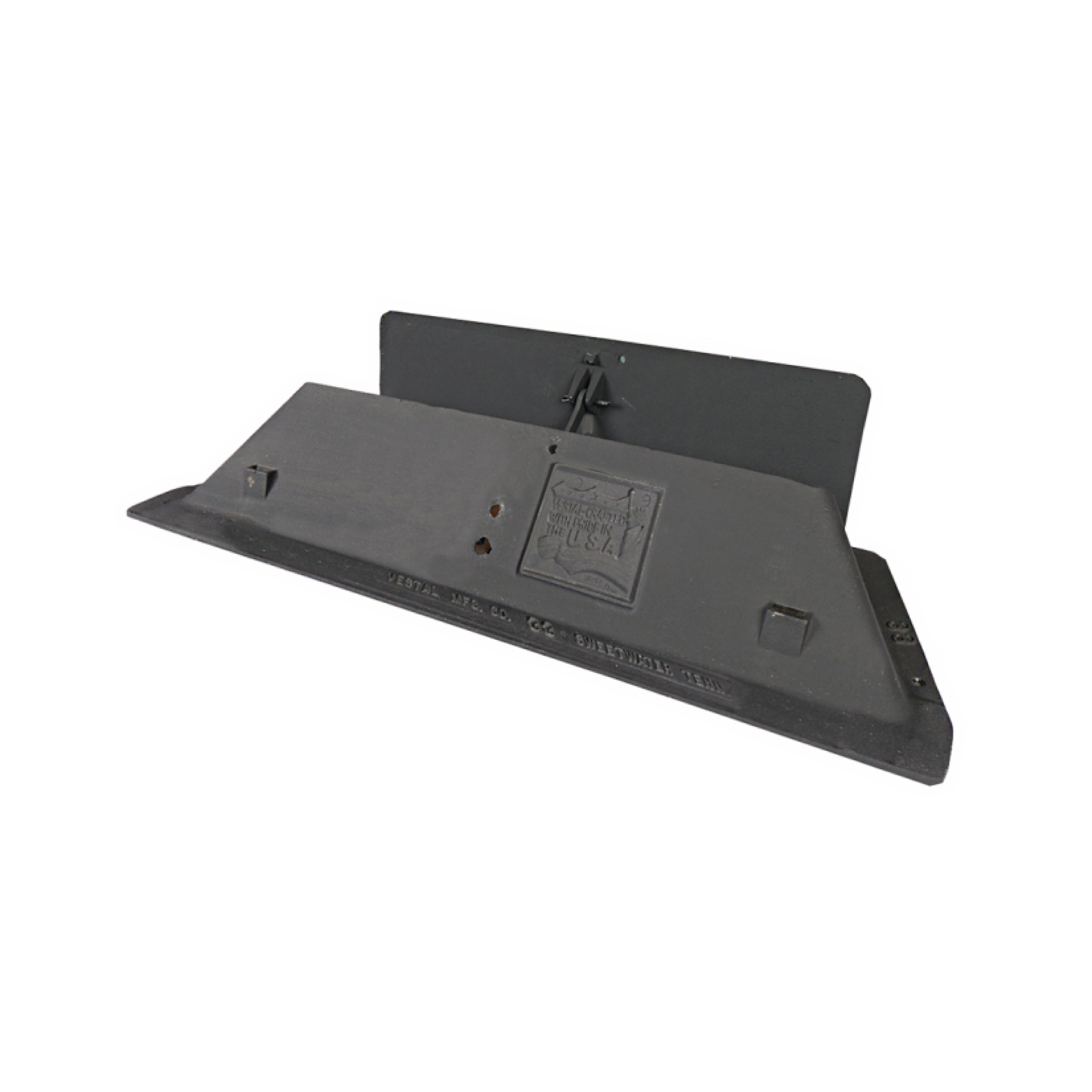 Cast iron damper plate, dark gray, rectangular with central lever opening