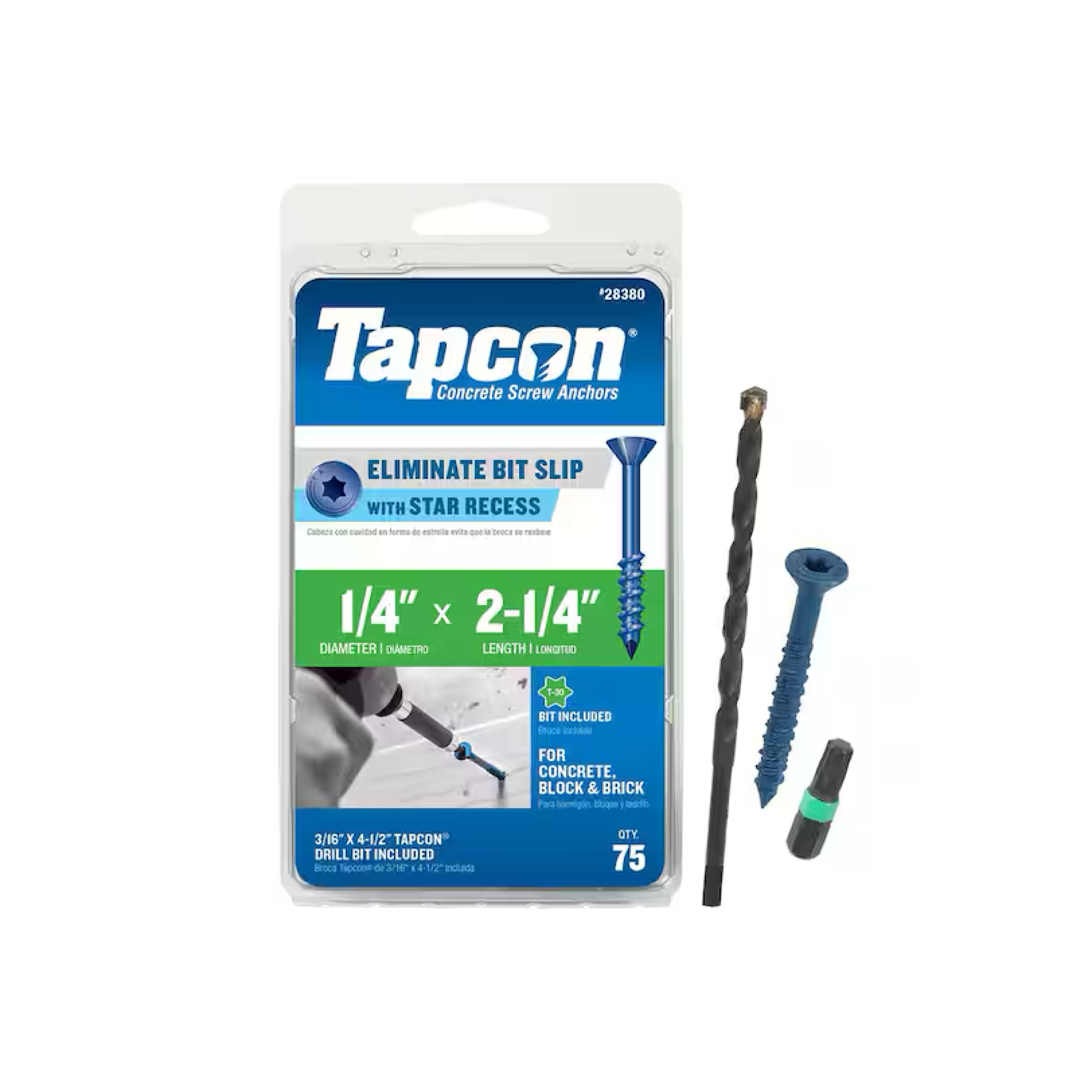 1/4 in. x 2-1/4 in. Star Flat-Head Concrete Anchors (75-Piece)