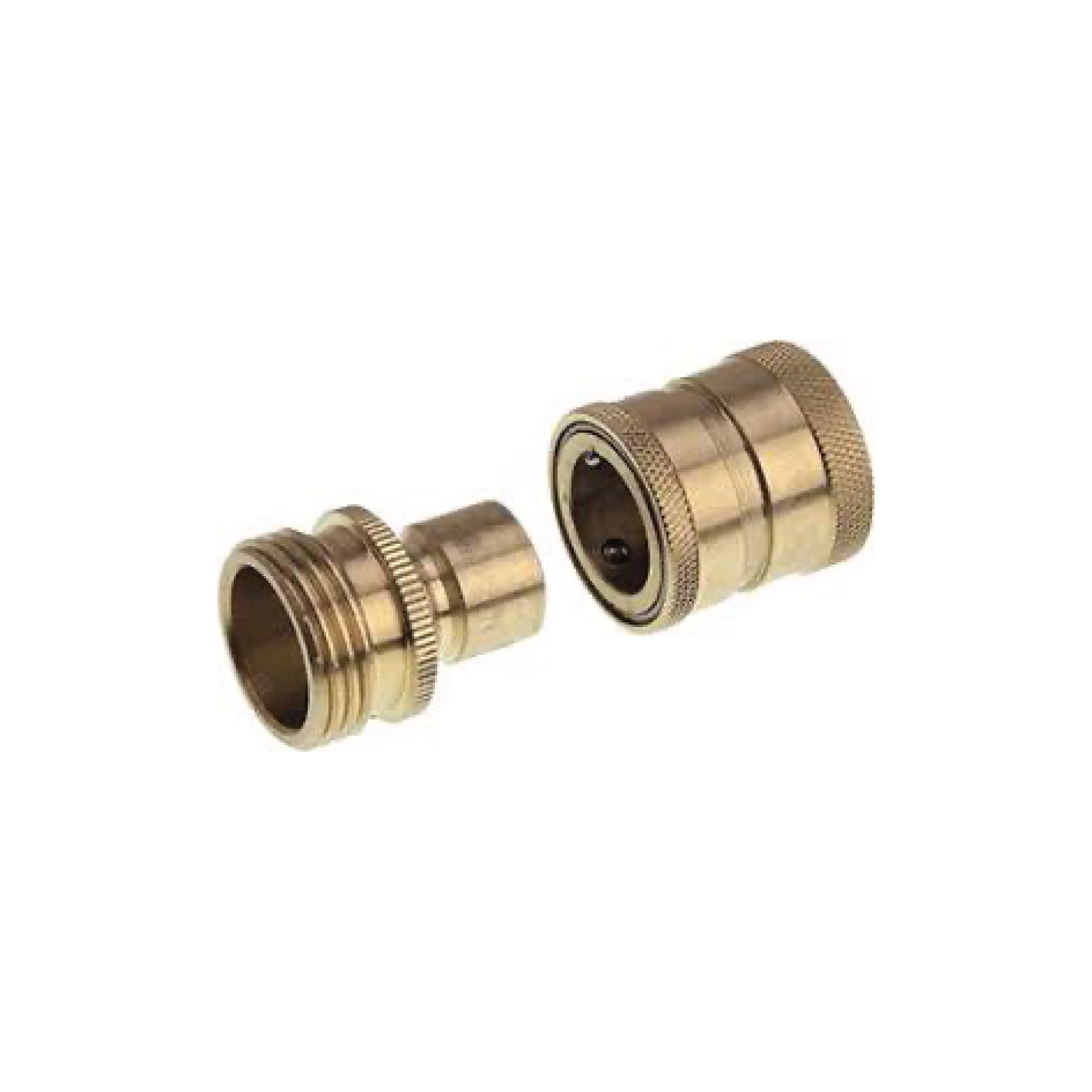 Brass hose quick-connect couplings, two threaded fittings
