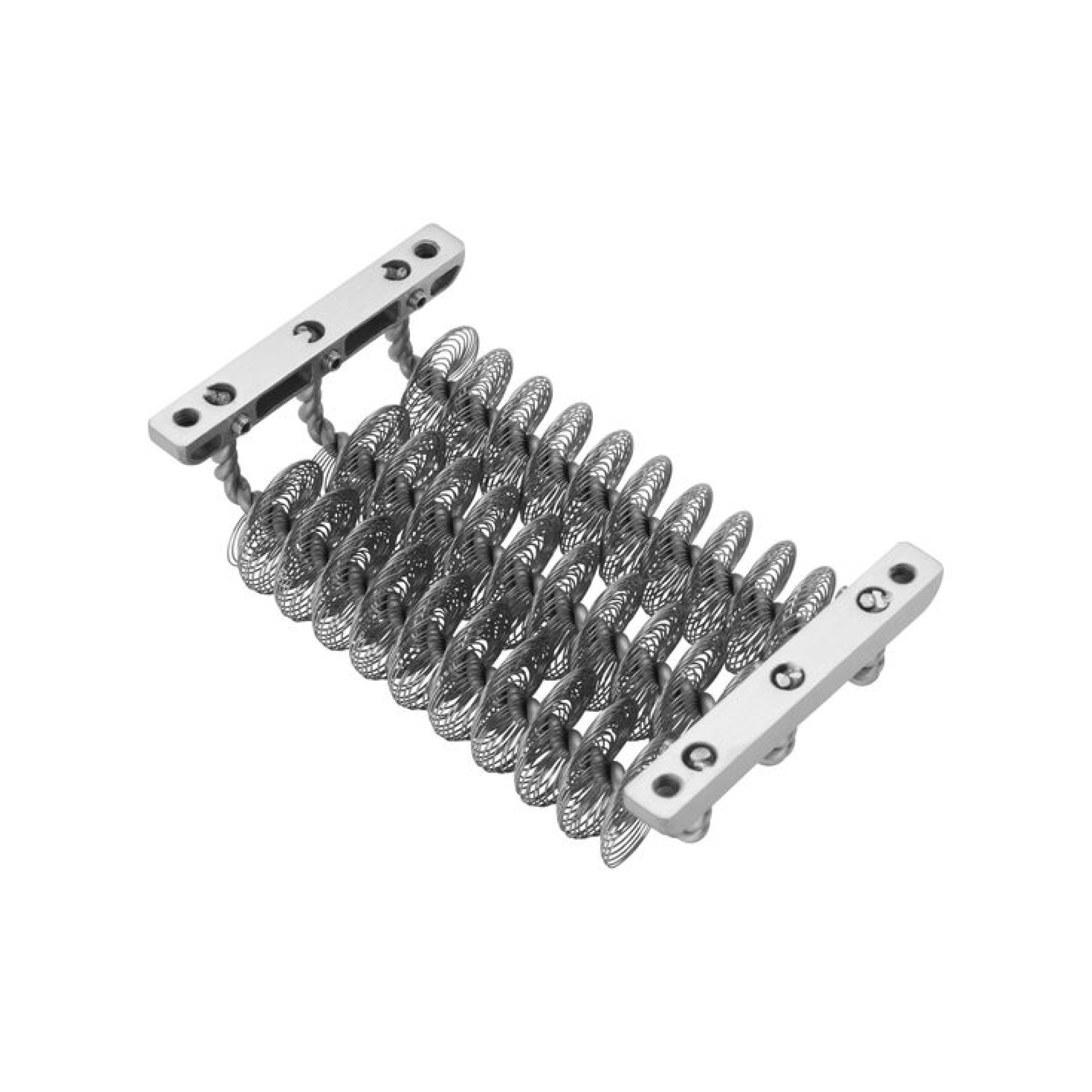 Bristle-free replacement head with metal wire coiled brush tufts and mounting bracket