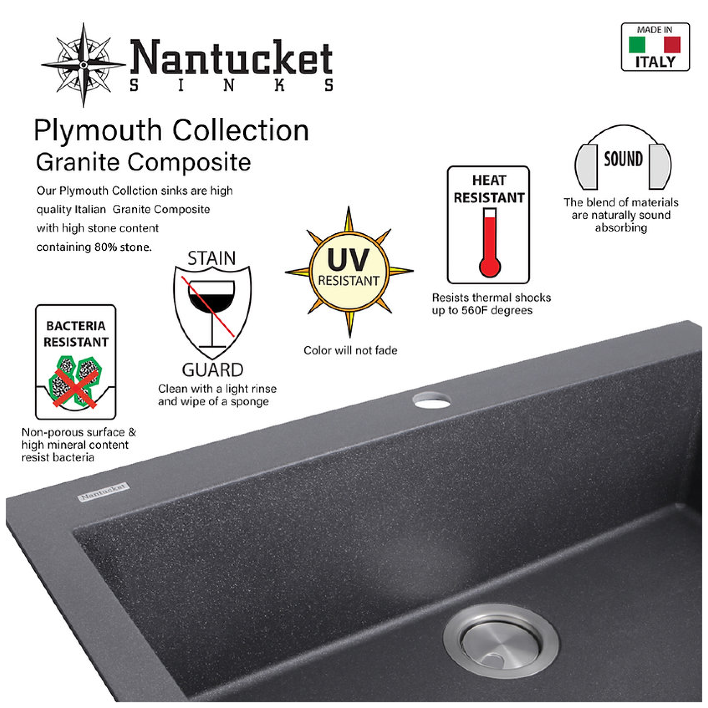 17" Single Bowl Undermount Granite Composite Bar-Prep Sink Truffle