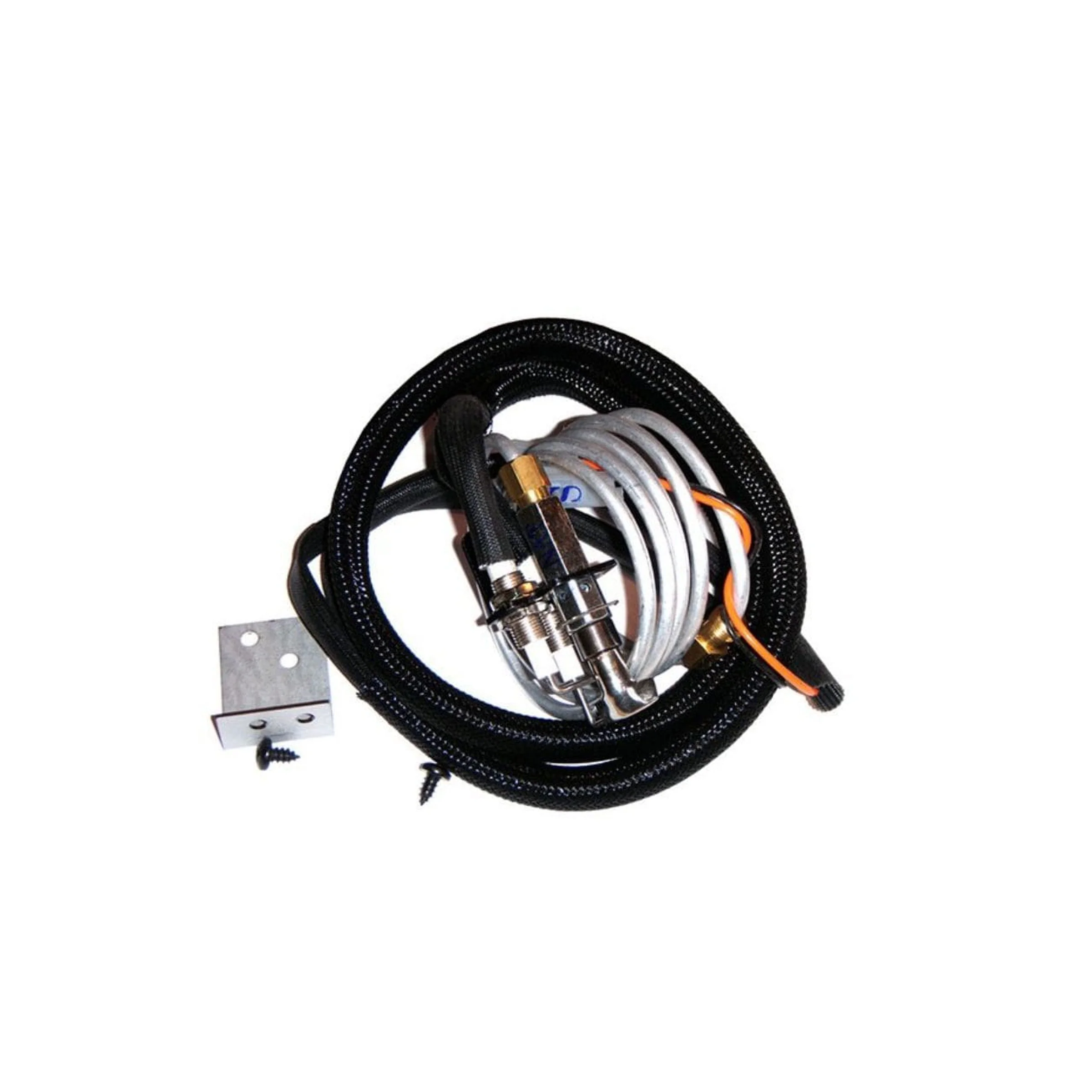 Pilot assembly with black braided hose and metal fittings, brass connector
