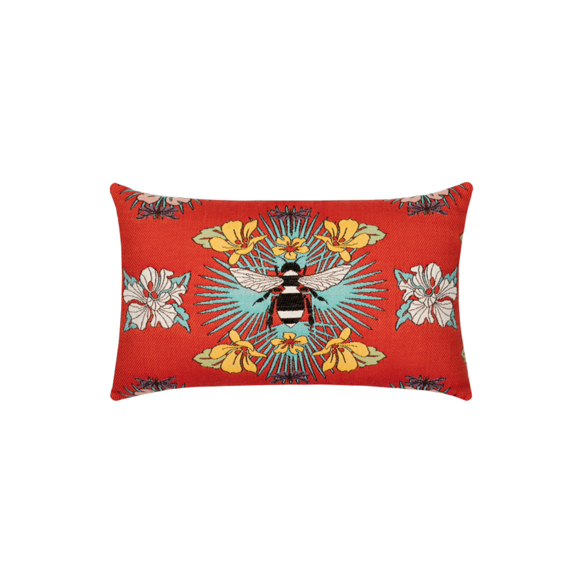 Tropical Bee Red Pillow