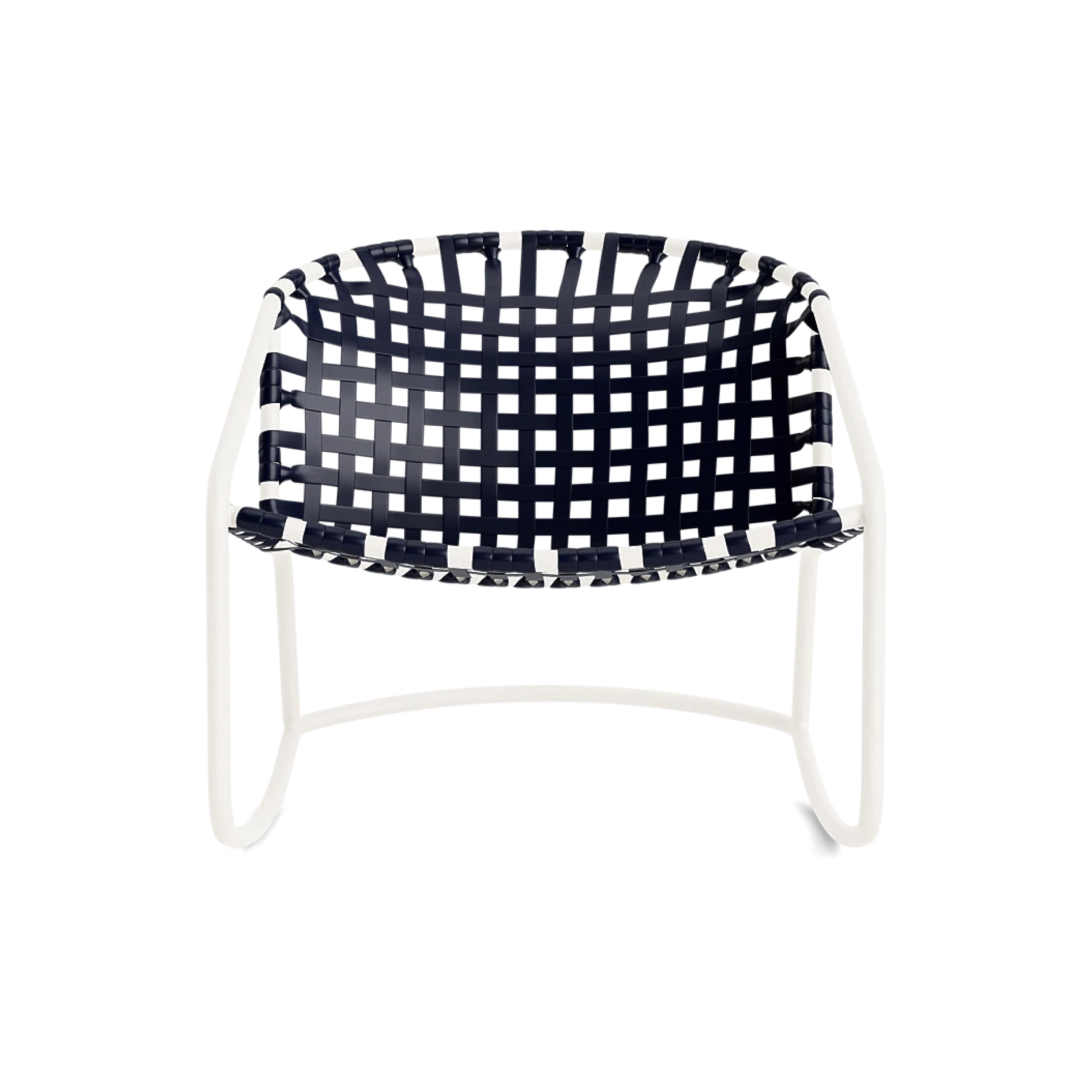 Motion lounge chair with chalk aluminum frame and dark/white checkered sling back