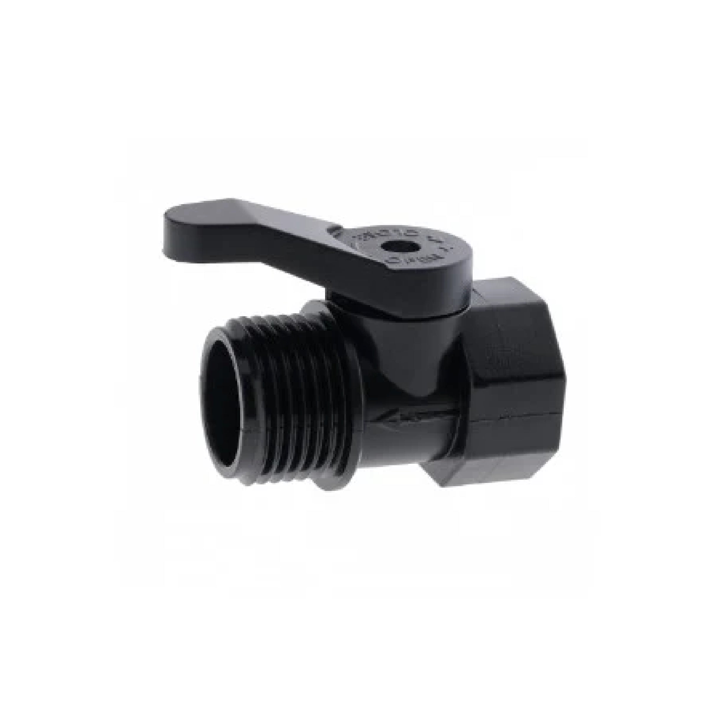 Black PVC Ball Valve with 3/4" FHT Swivel x 3/4" MHT