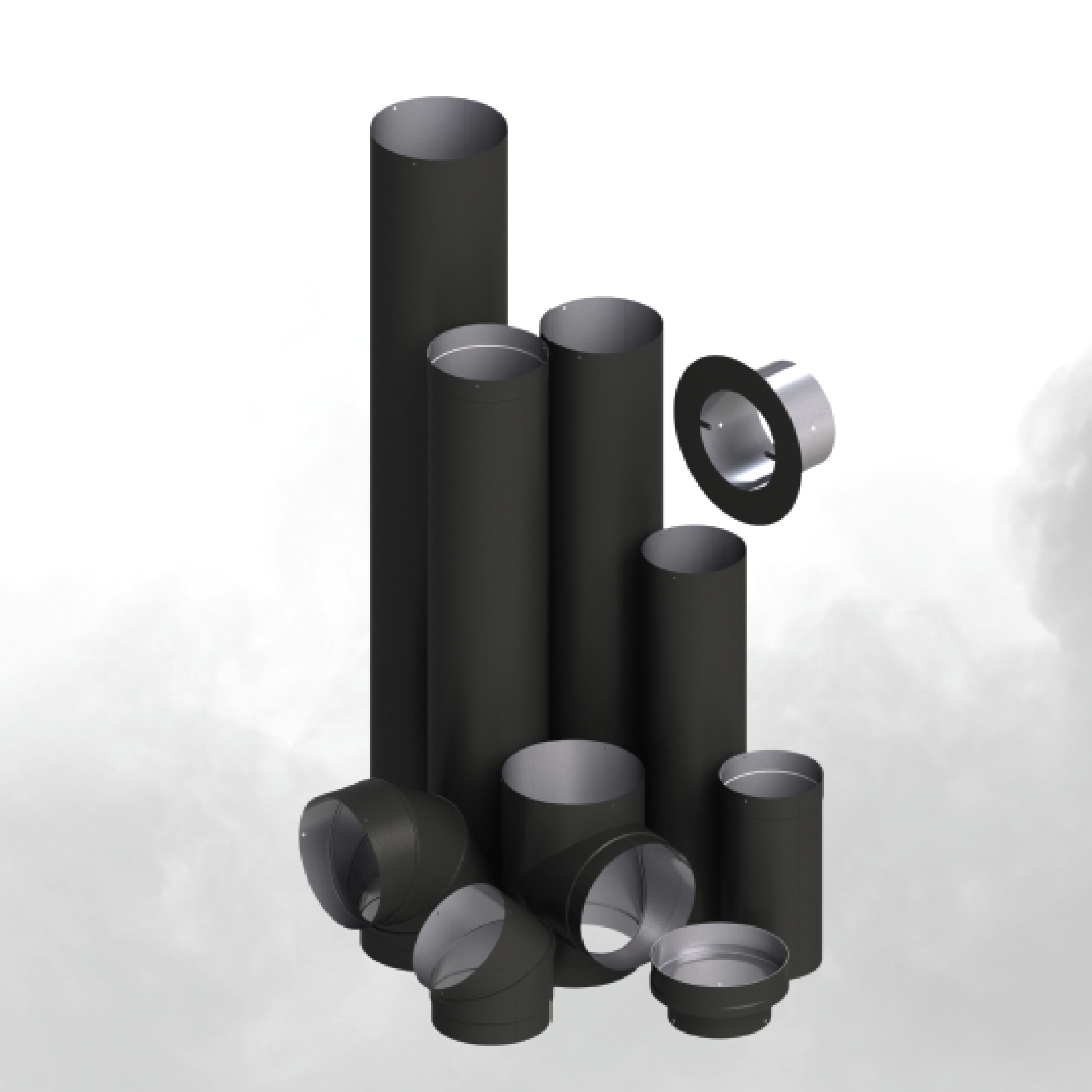 Excel Ultrablack Fully-Shielded Double Wall Black Stovepipe Tees and Elbows