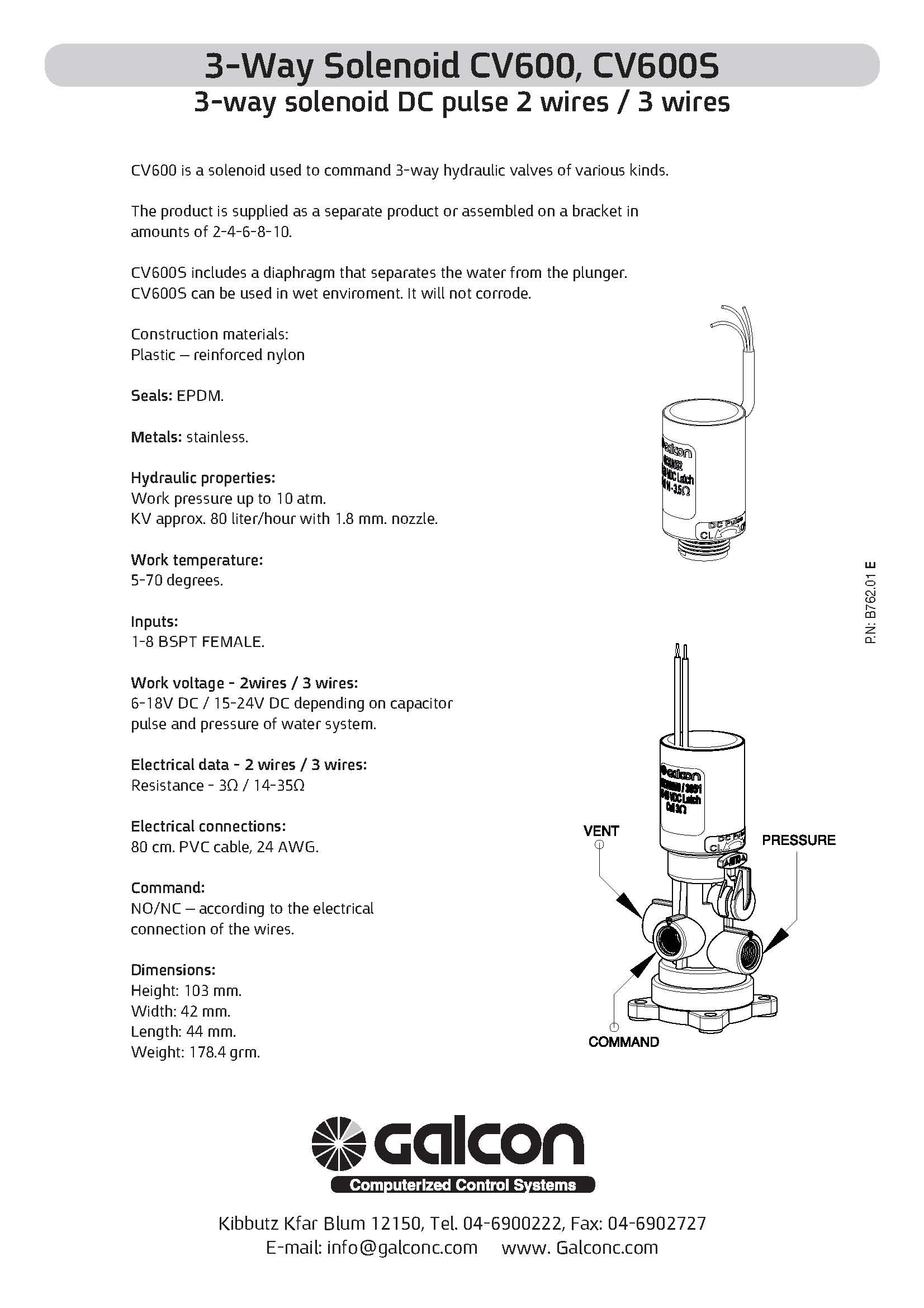 YLZ DC 1" inl val w/flow control & S1602 DC latch solenoid