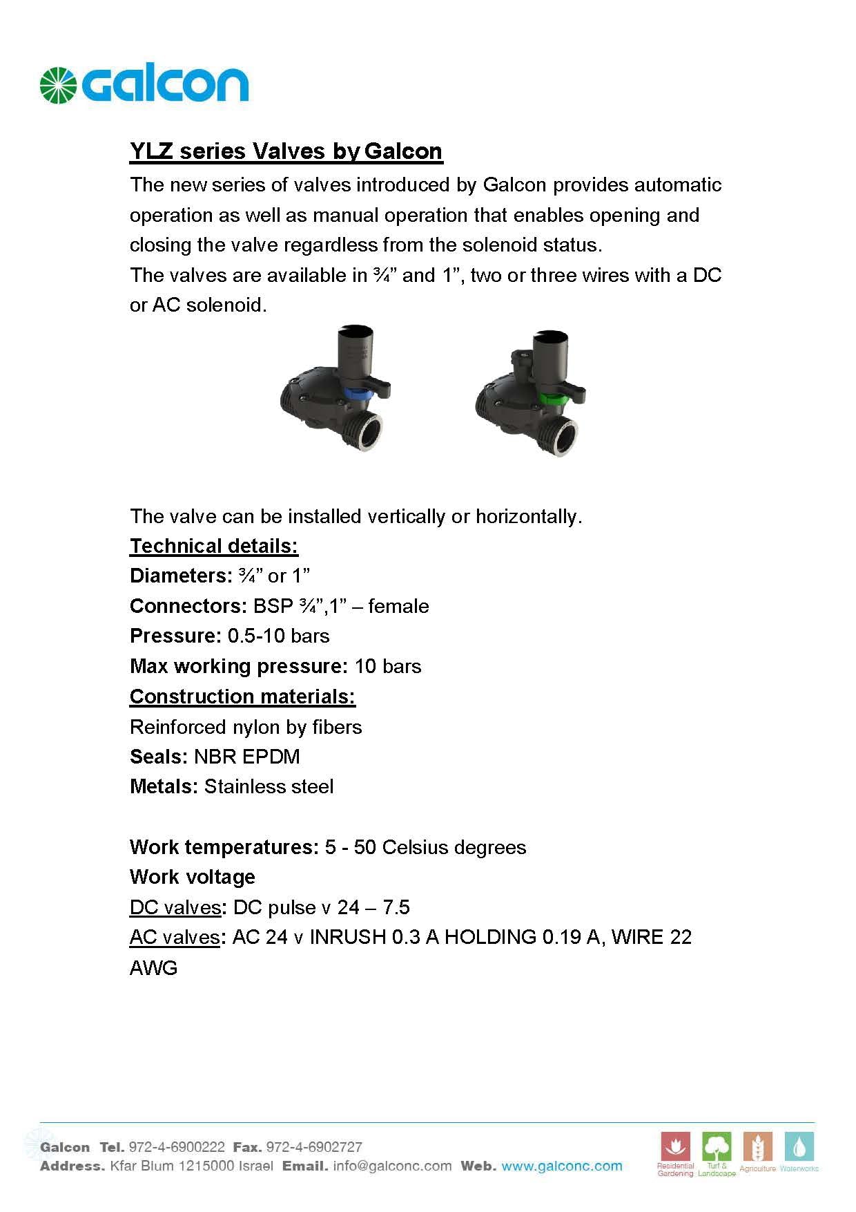 YLZ DC 1" inl val w/flow control & S1602 DC latch solenoid