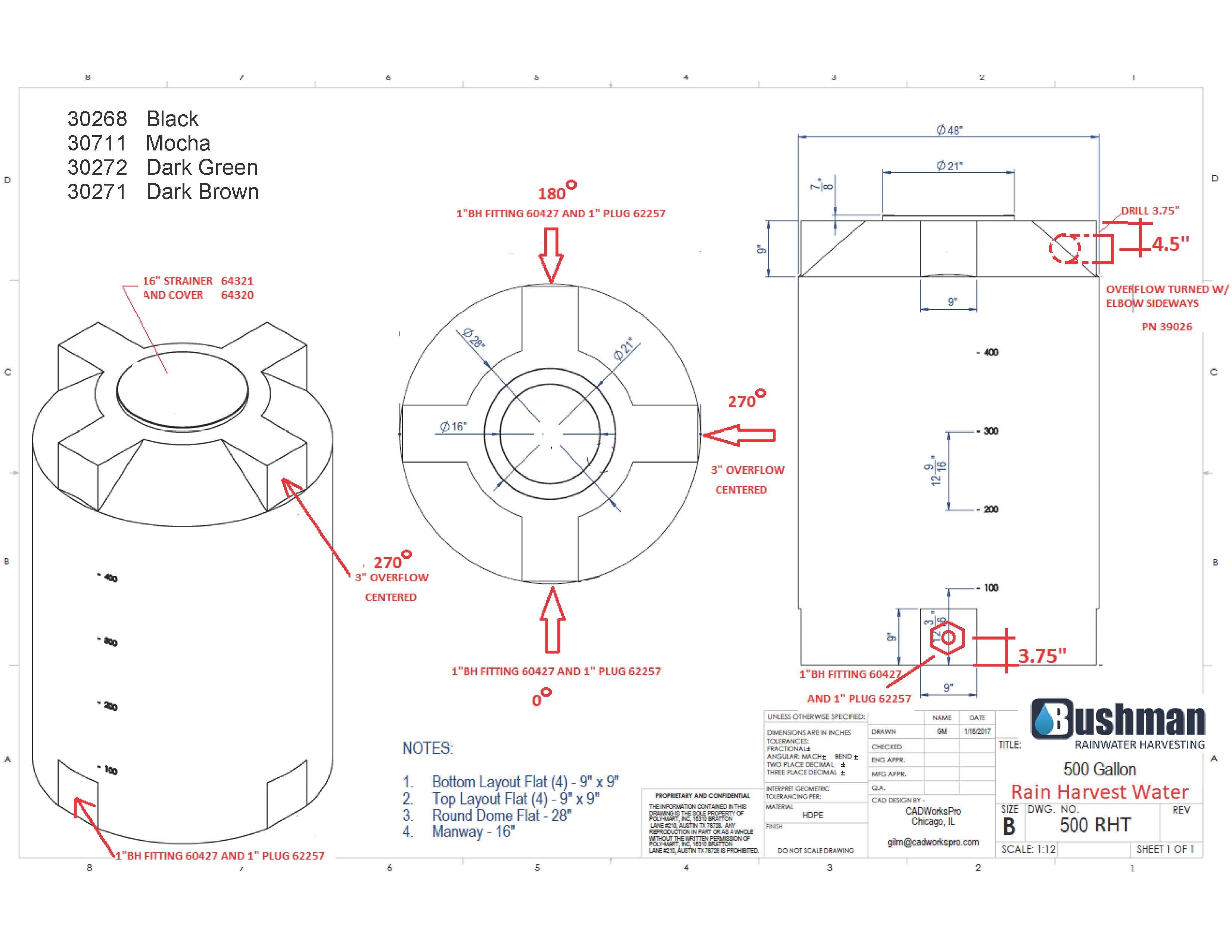 Bushman 500g Round Tank - Mocha
