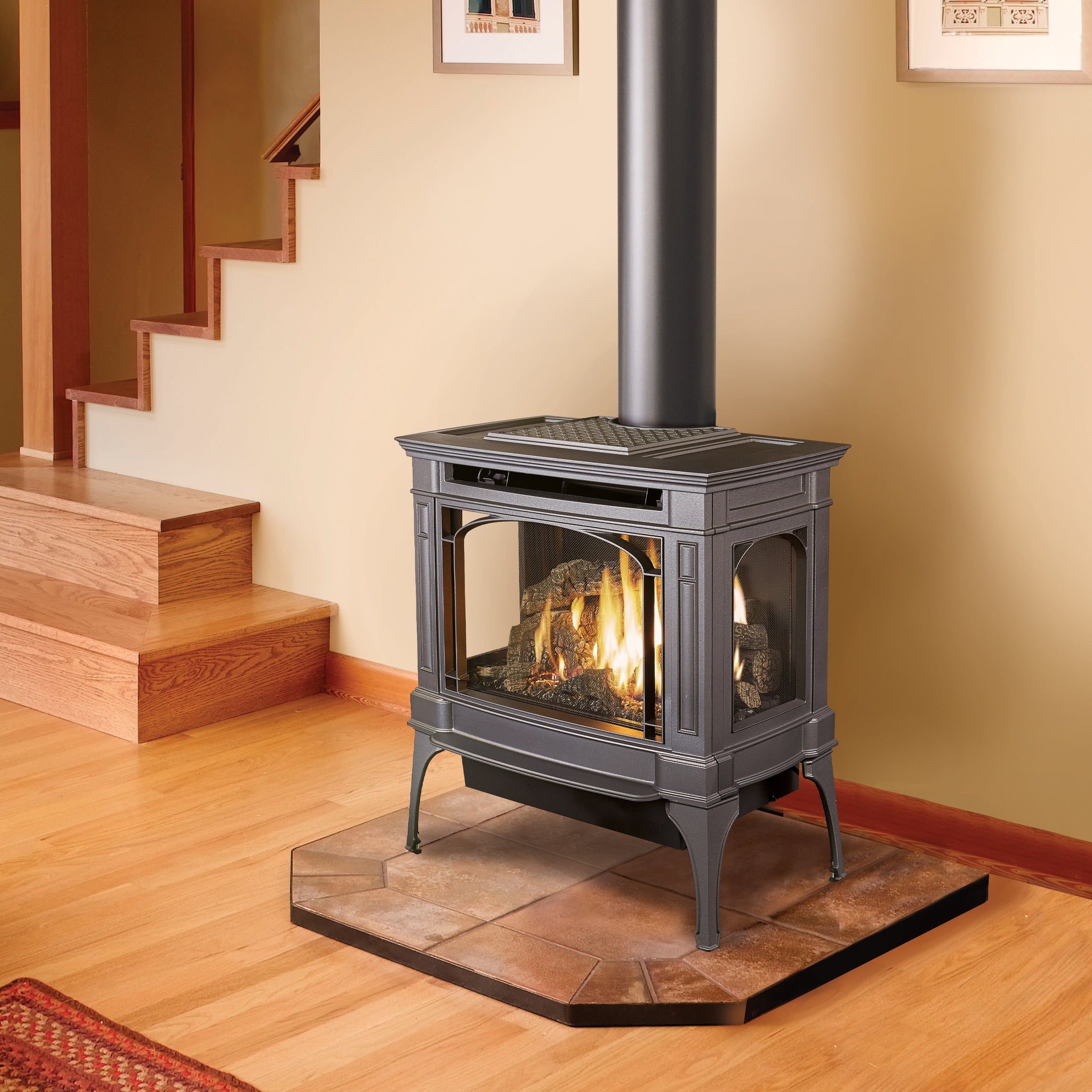 Premium Cast Iron Stoves with Three-Sided Bay Window by Lopi