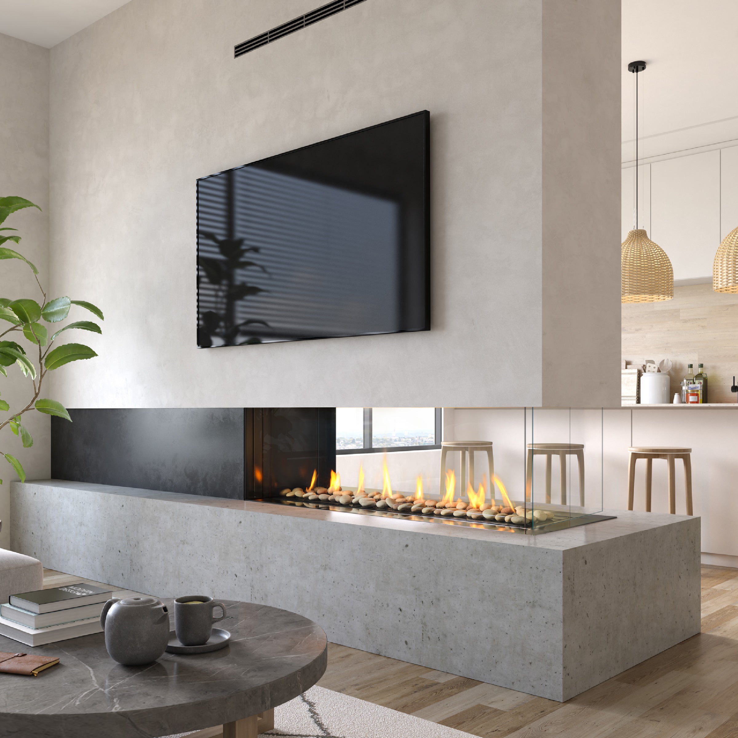 Santa Monica Pier 3-Sided Fireplace