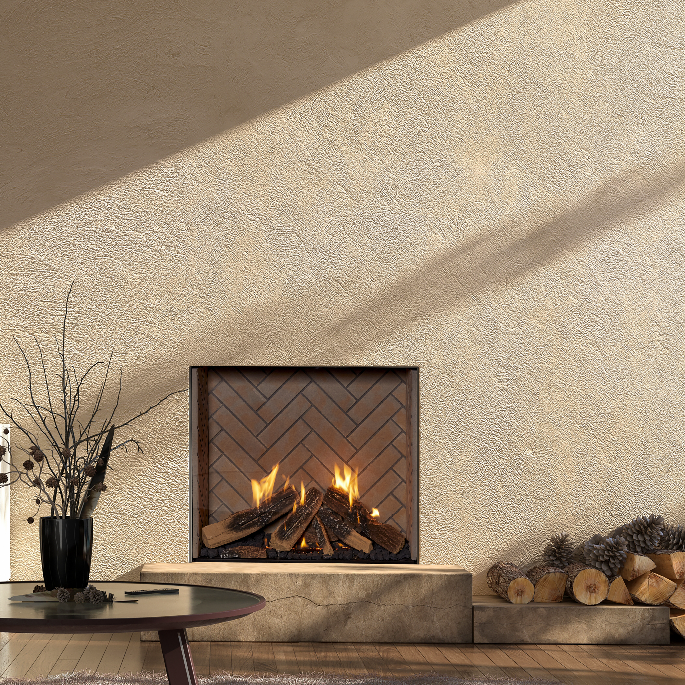 Front Facing Fireplace with Wilderness Burner and Protective Screen