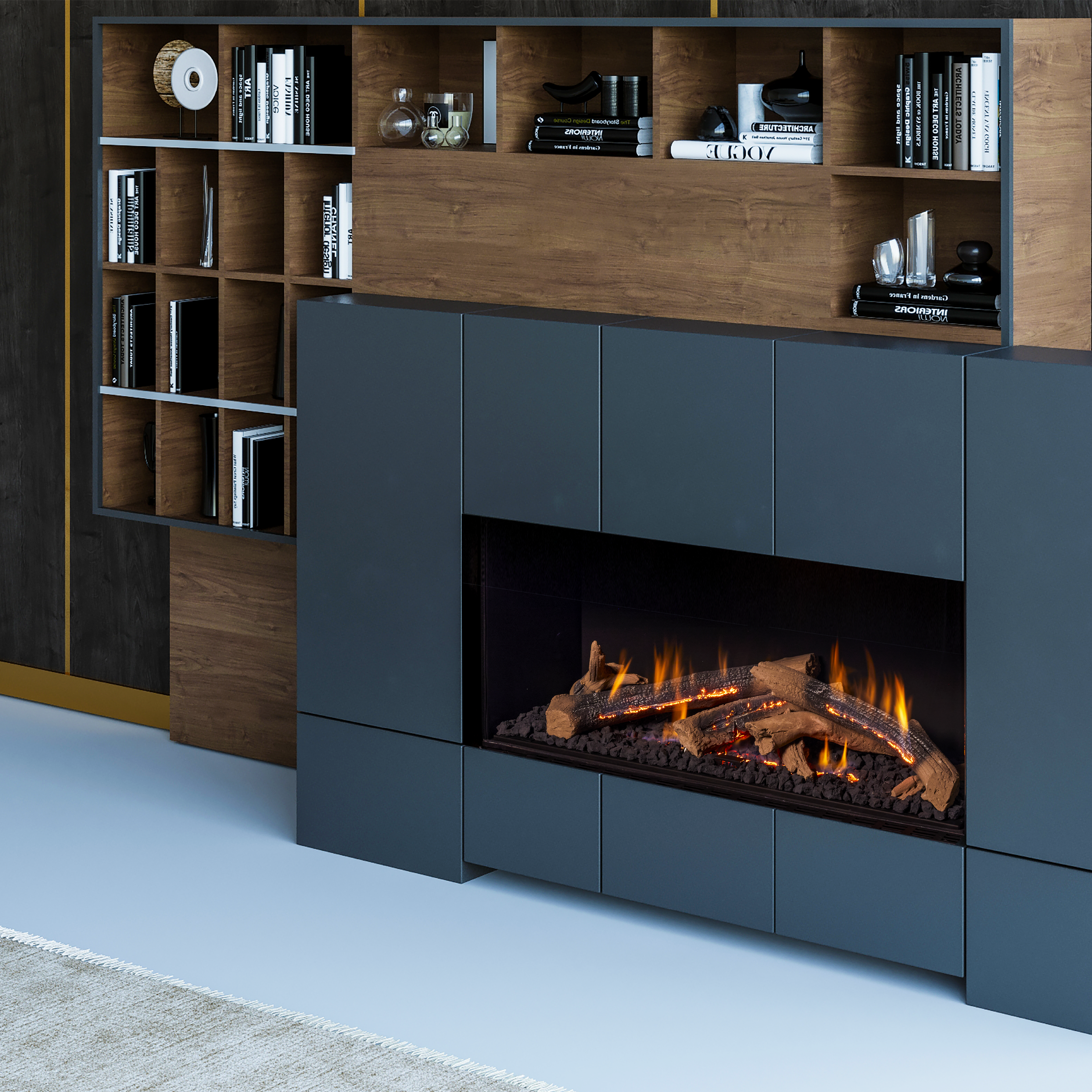 Front Facing Fireplace with Wilderness Burner and Double Glass