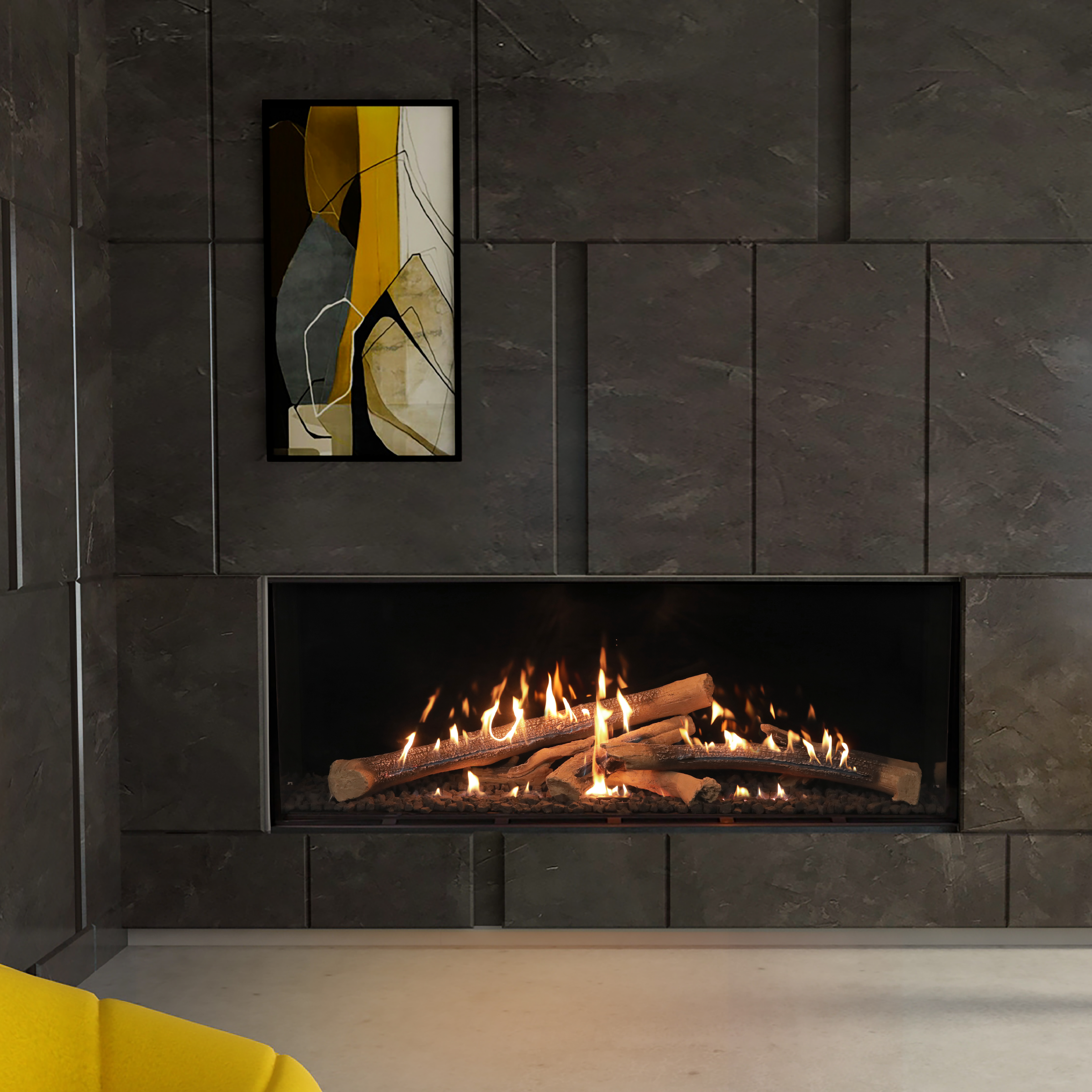Front Facing Fireplace with Wilderness Burner and Protective Screen