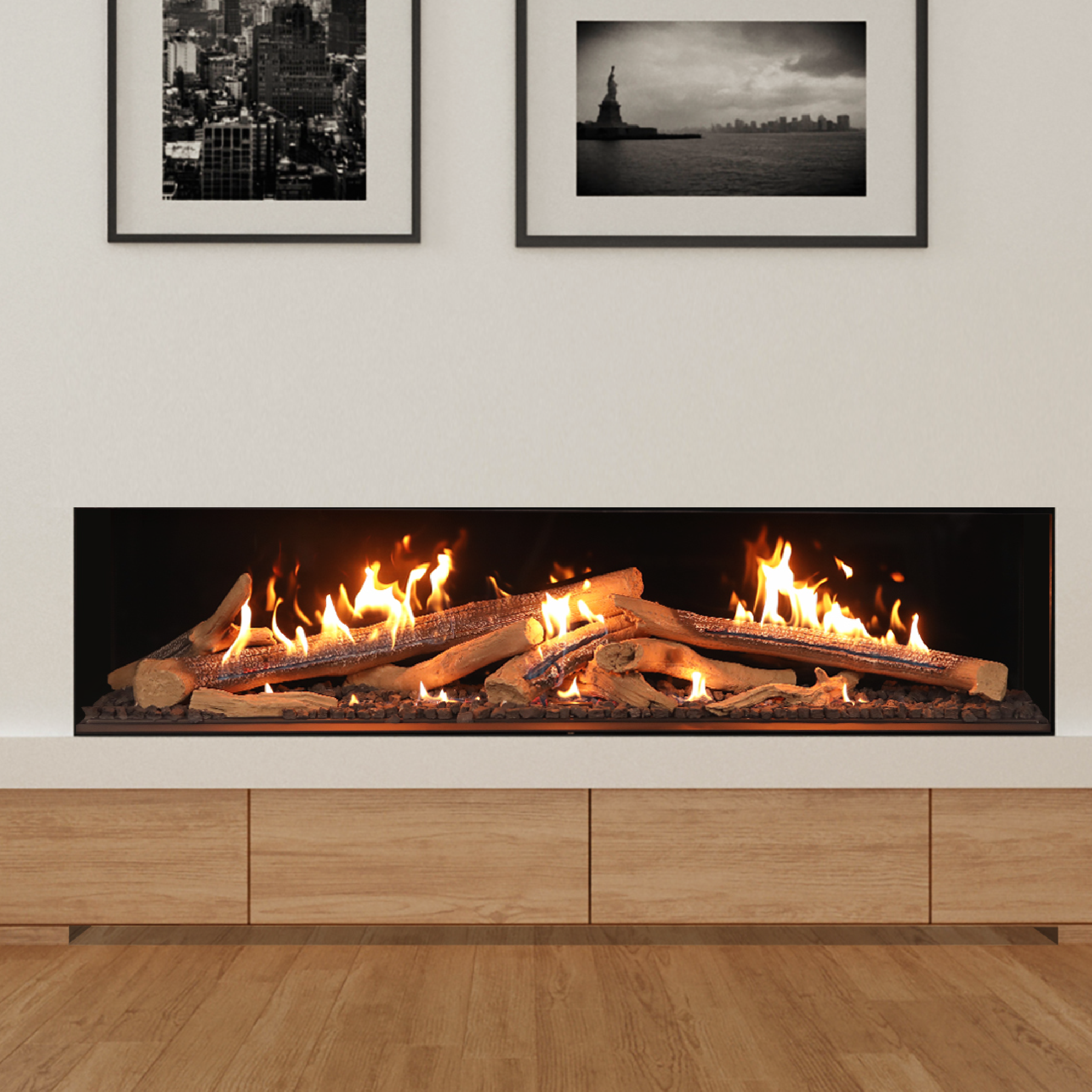 Front Facing Fireplace with Wilderness Burner and Protective Screen