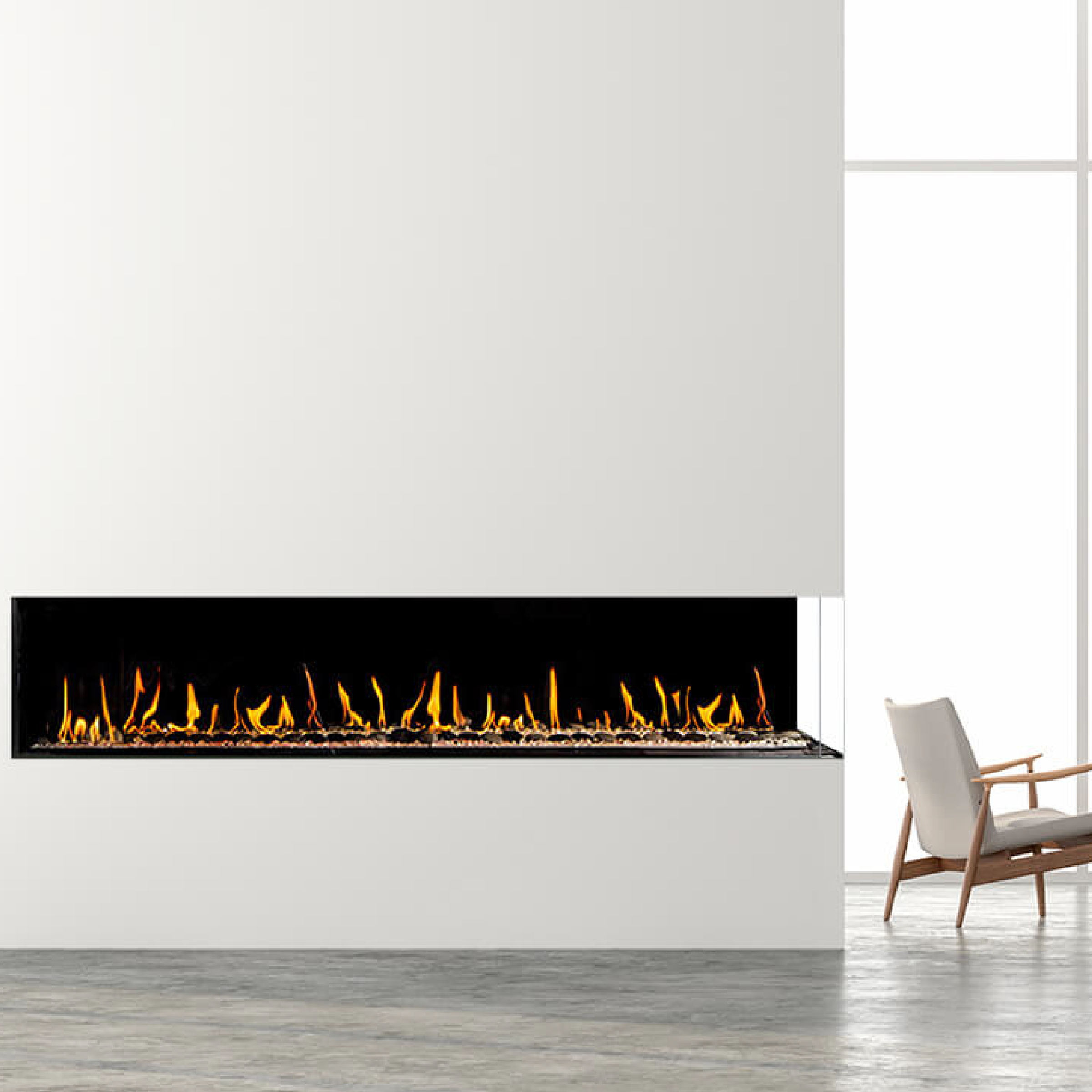 Right Corner 16" Regular Glass Height Fireplace