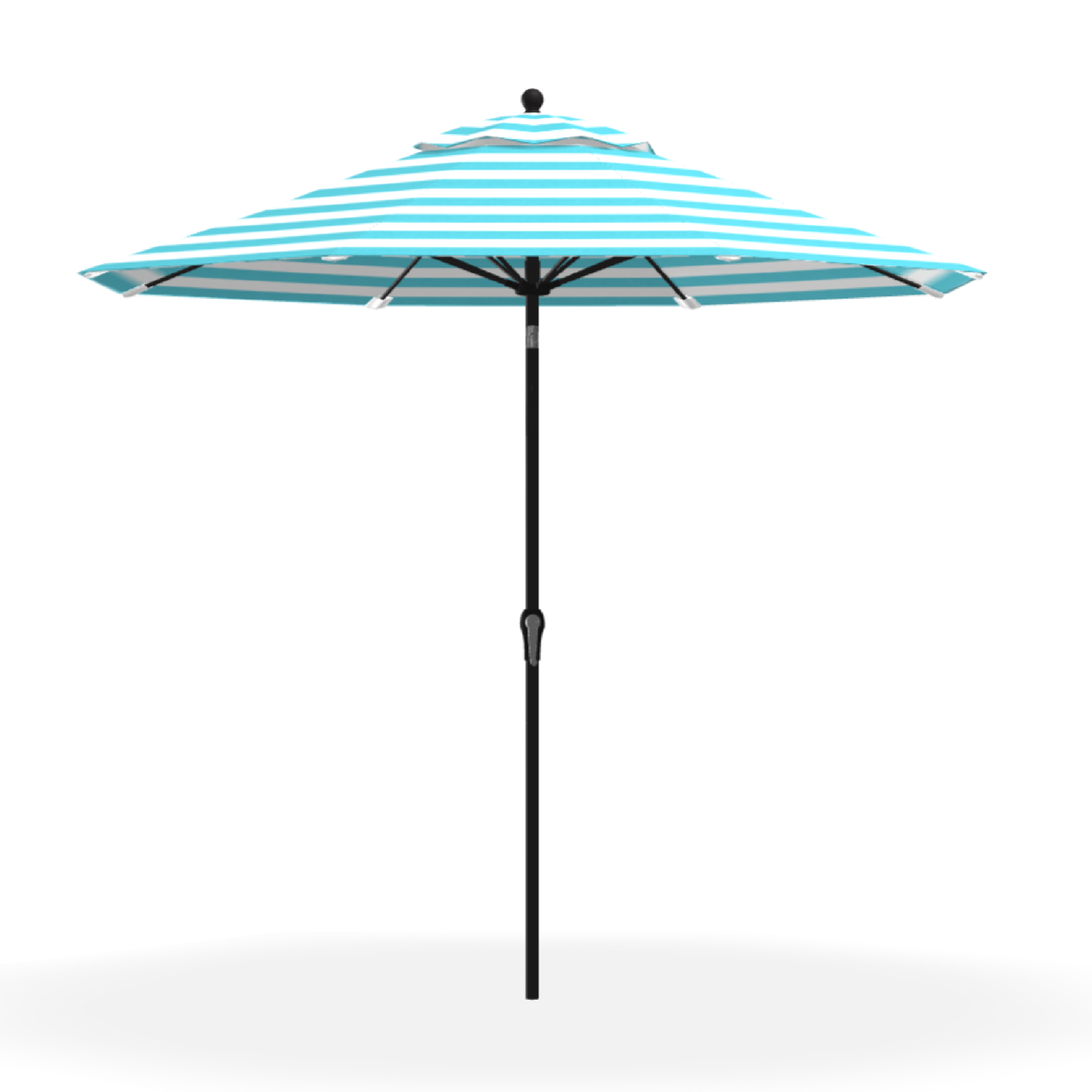 9 Foot Monterey Fiberglass Crank / Auto-Tilt with Turquoise Stripe Canopy