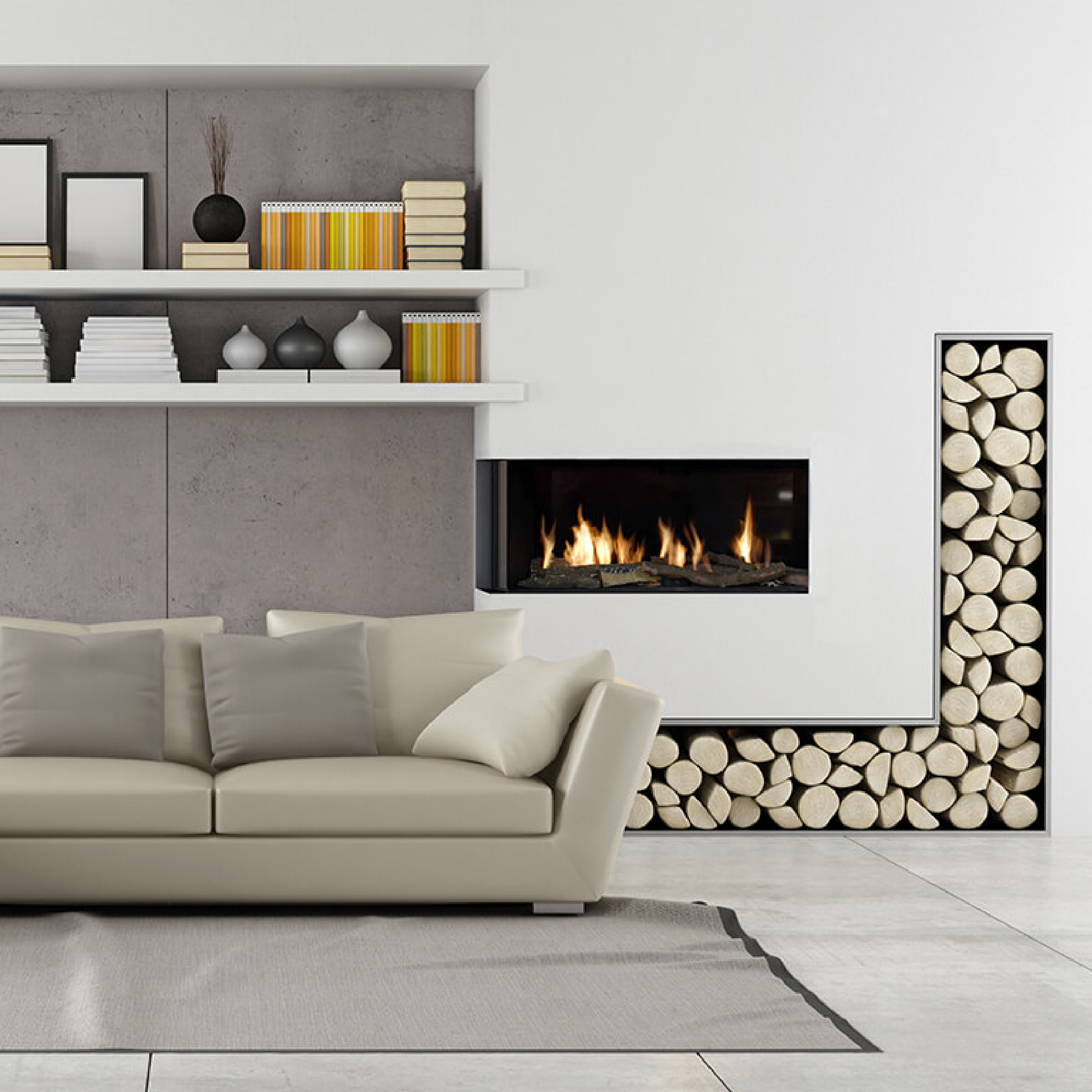 Left Corner 16" Regular Glass Height Fireplace