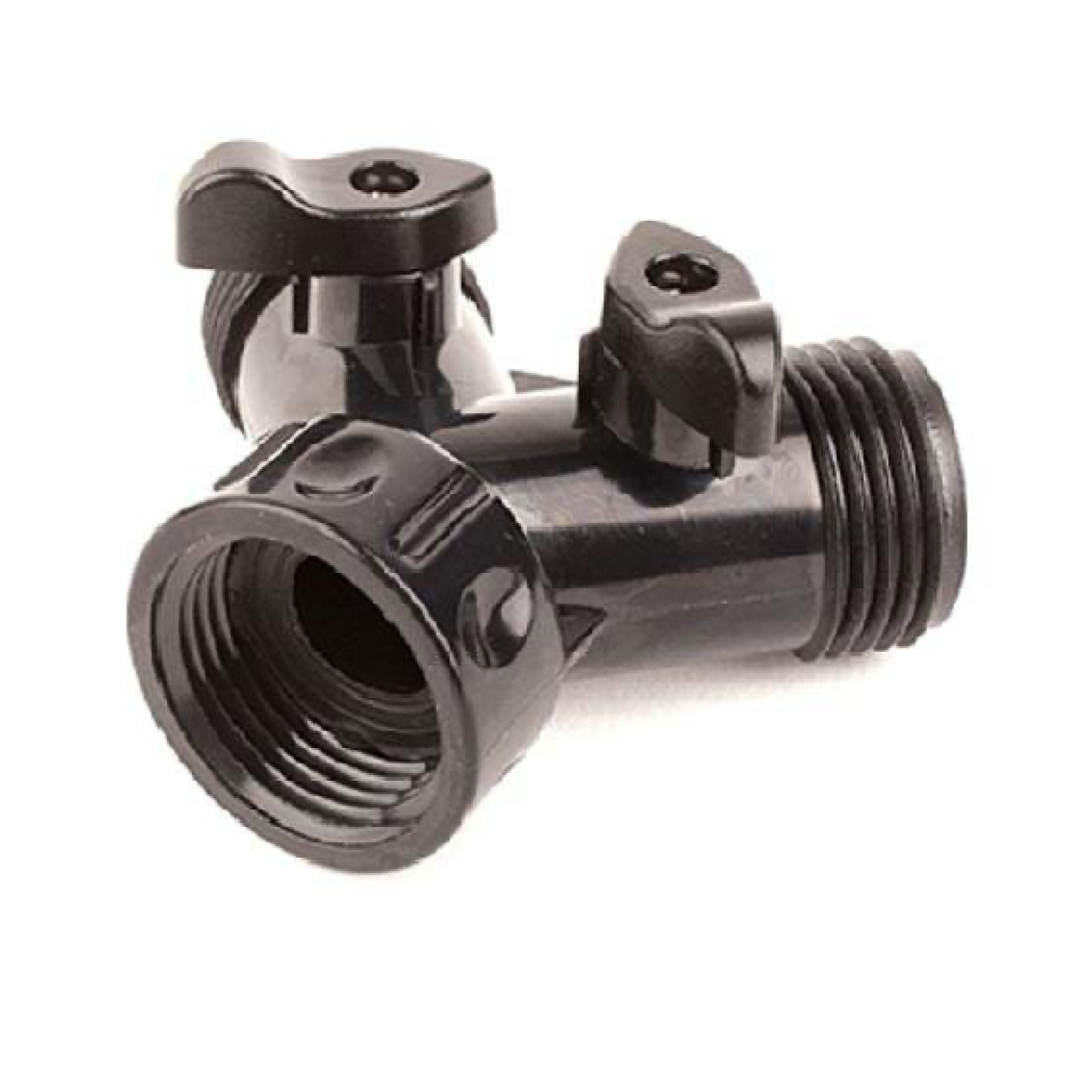 3/4 in plastic Y-ball valve with black body and threaded ends
