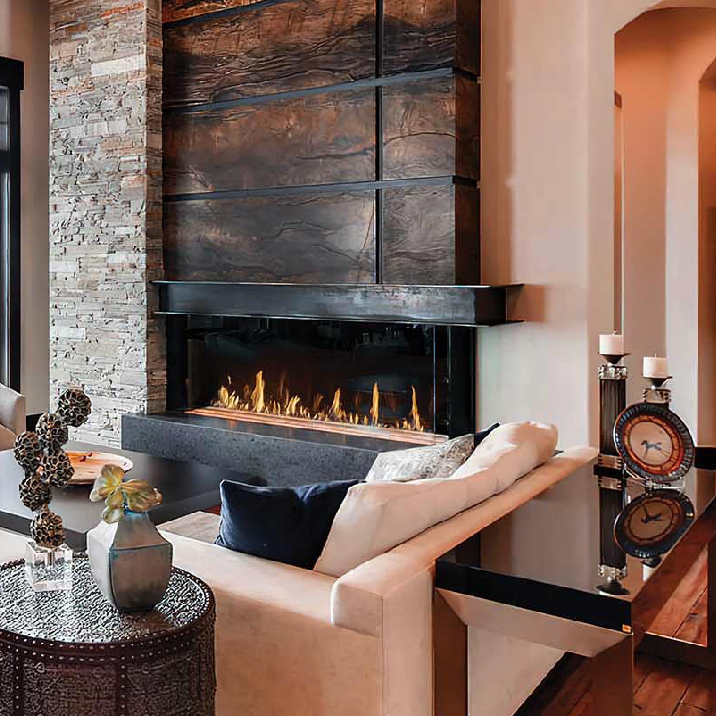 Right Corner 30" Extra High Glass Height Fireplace