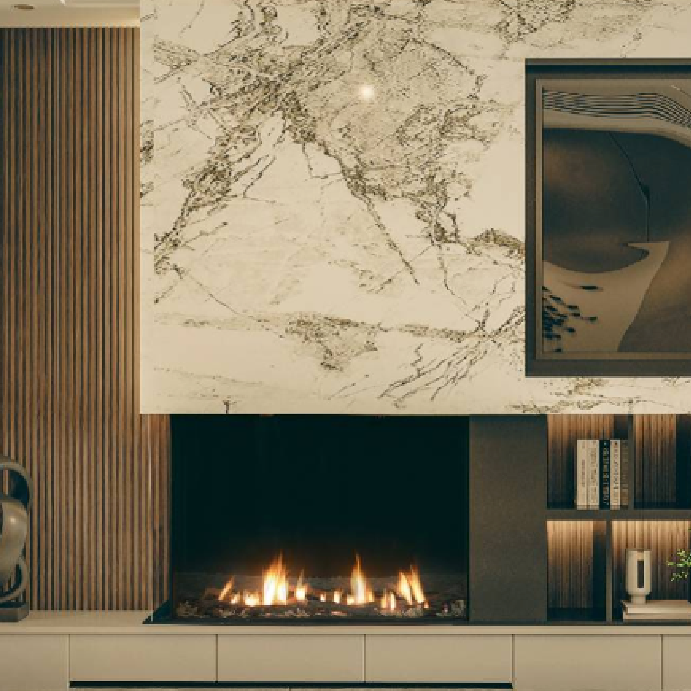 Left Corner 30" Extra High Glass Height Fireplace