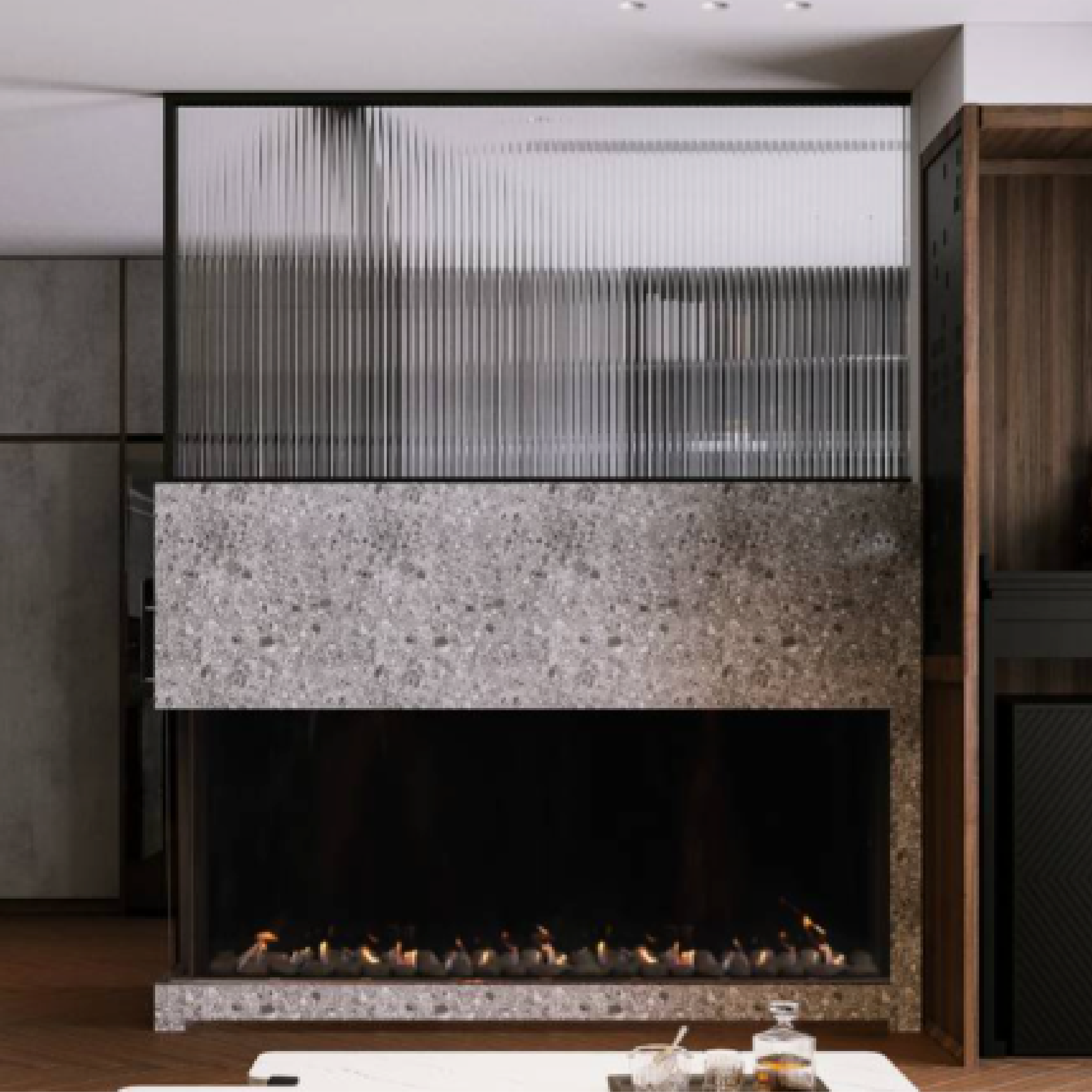 Left Corner 30" Extra High Glass Height Fireplace