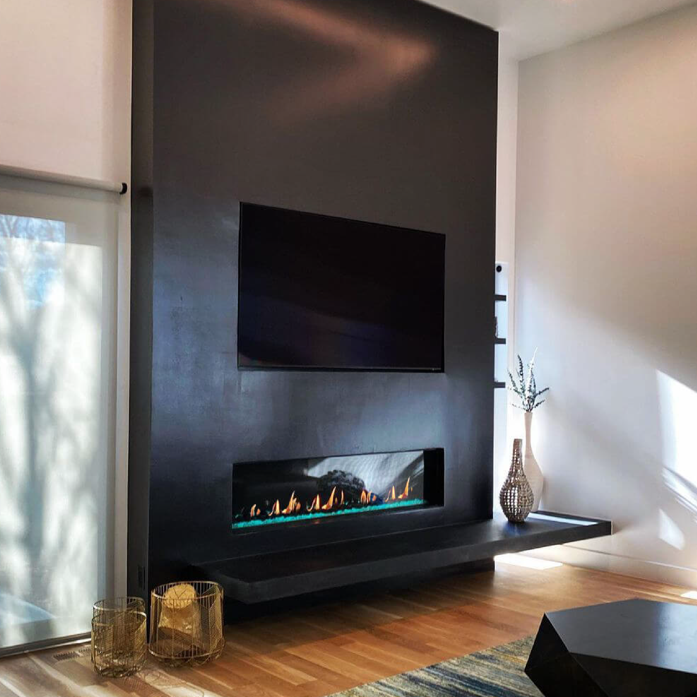 Front Facing Regular Glass Height Fireplace