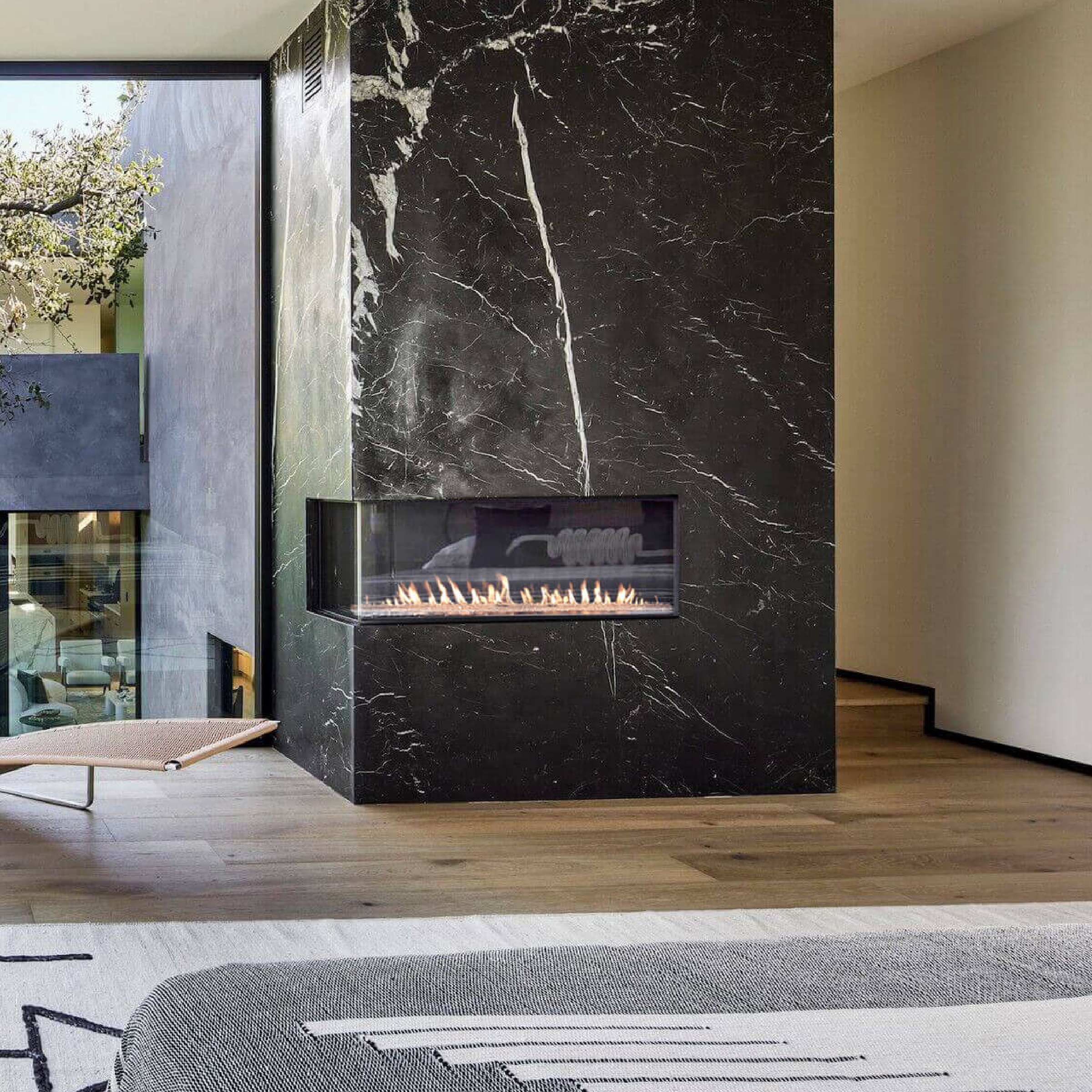 Left Corner 16" Regular Glass Height Fireplace