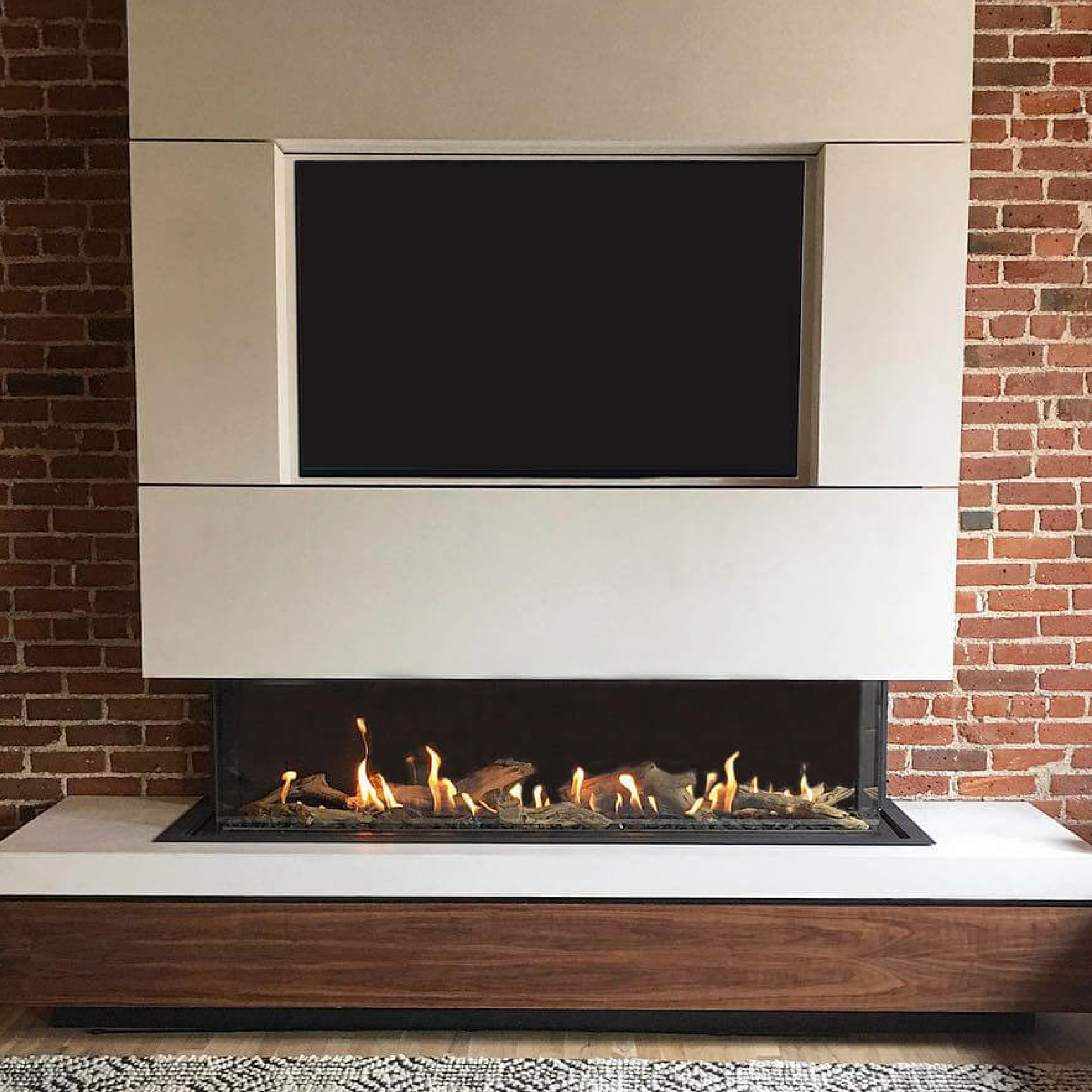 Double Corner 16" Regular Glass Height Fireplace