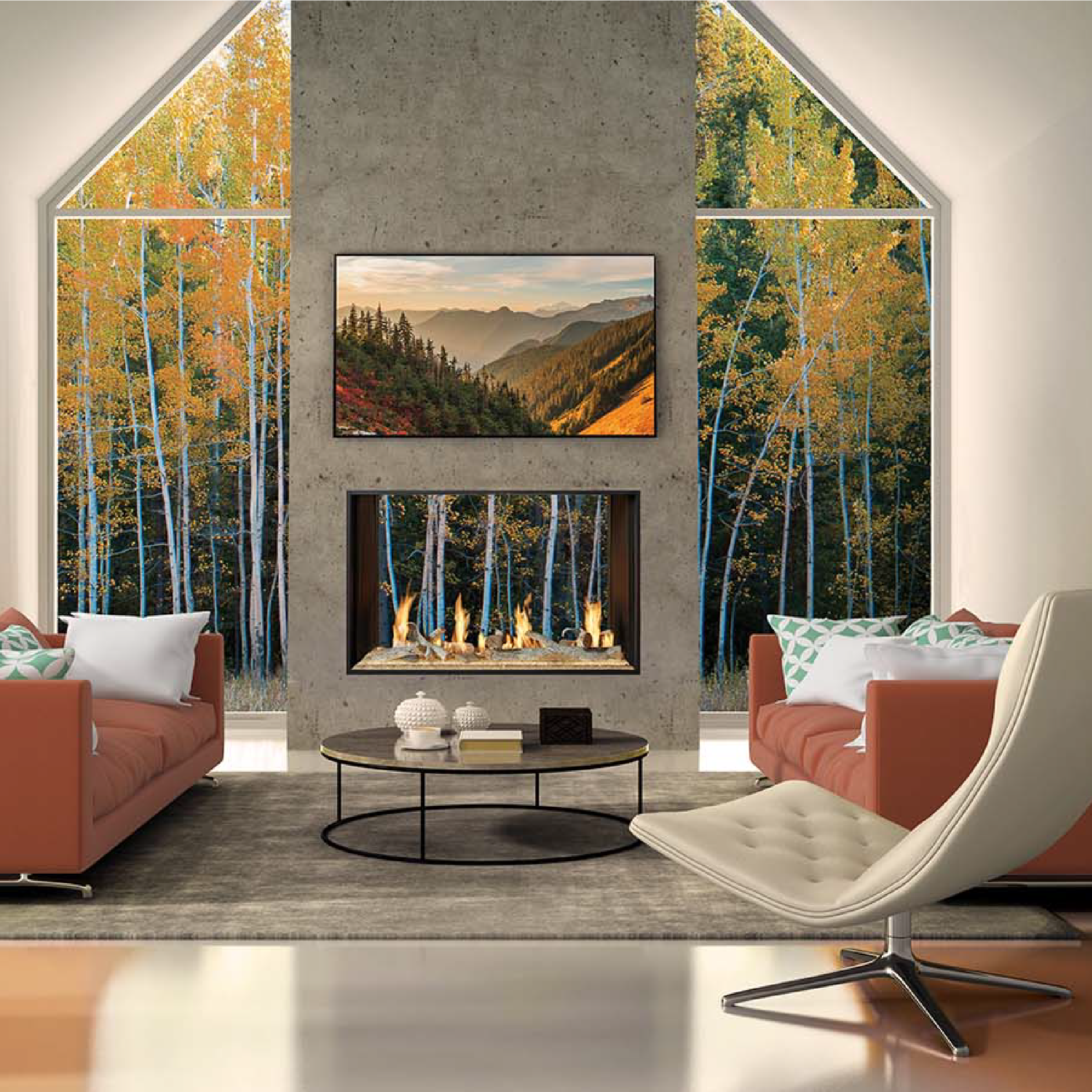 DaVinci Custom Fireplace™ See-Thru Linear Gas Fireplace