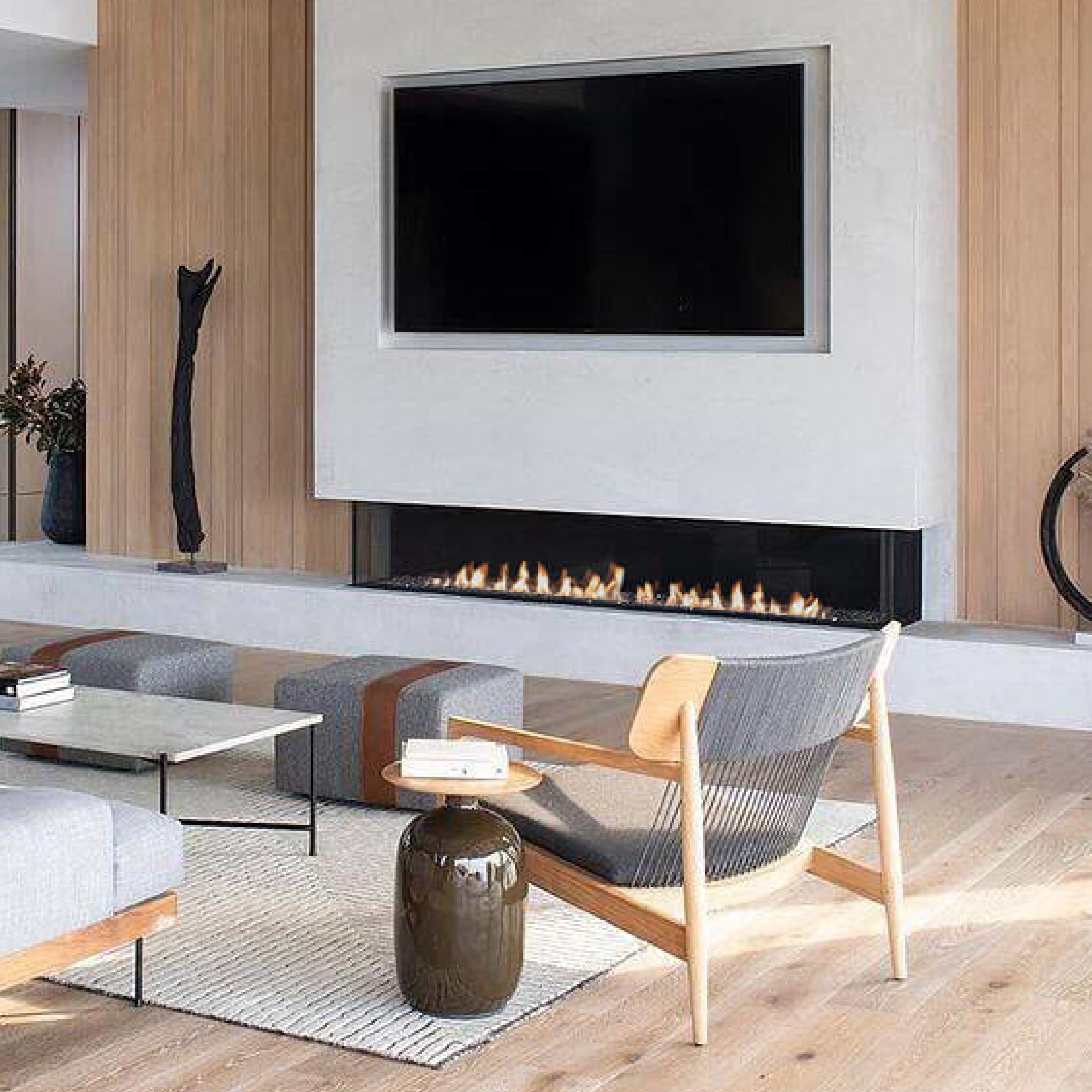 Double Corner 16" Regular Glass Height Fireplace