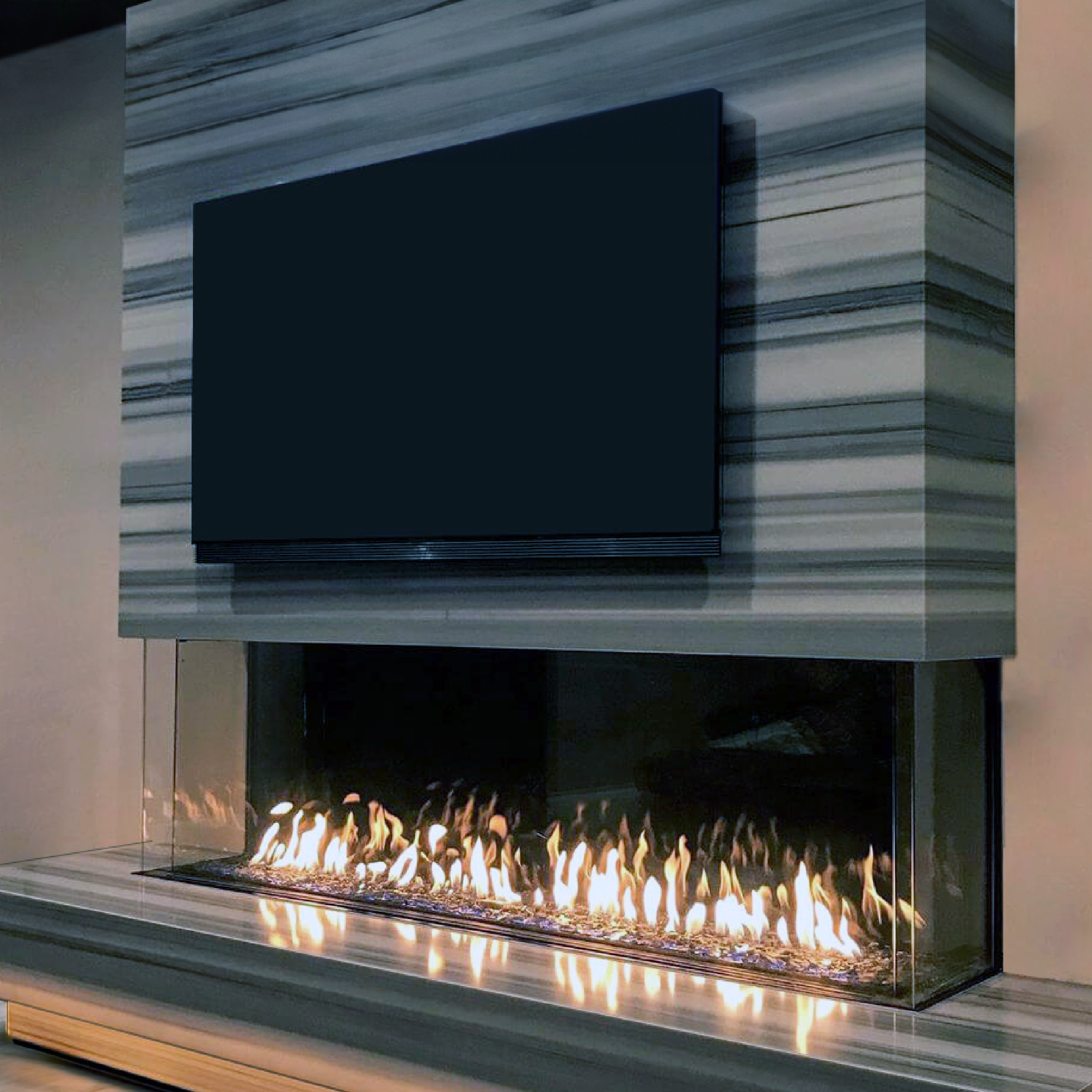 Double Corner 30" Extra High Glass Height Fireplace