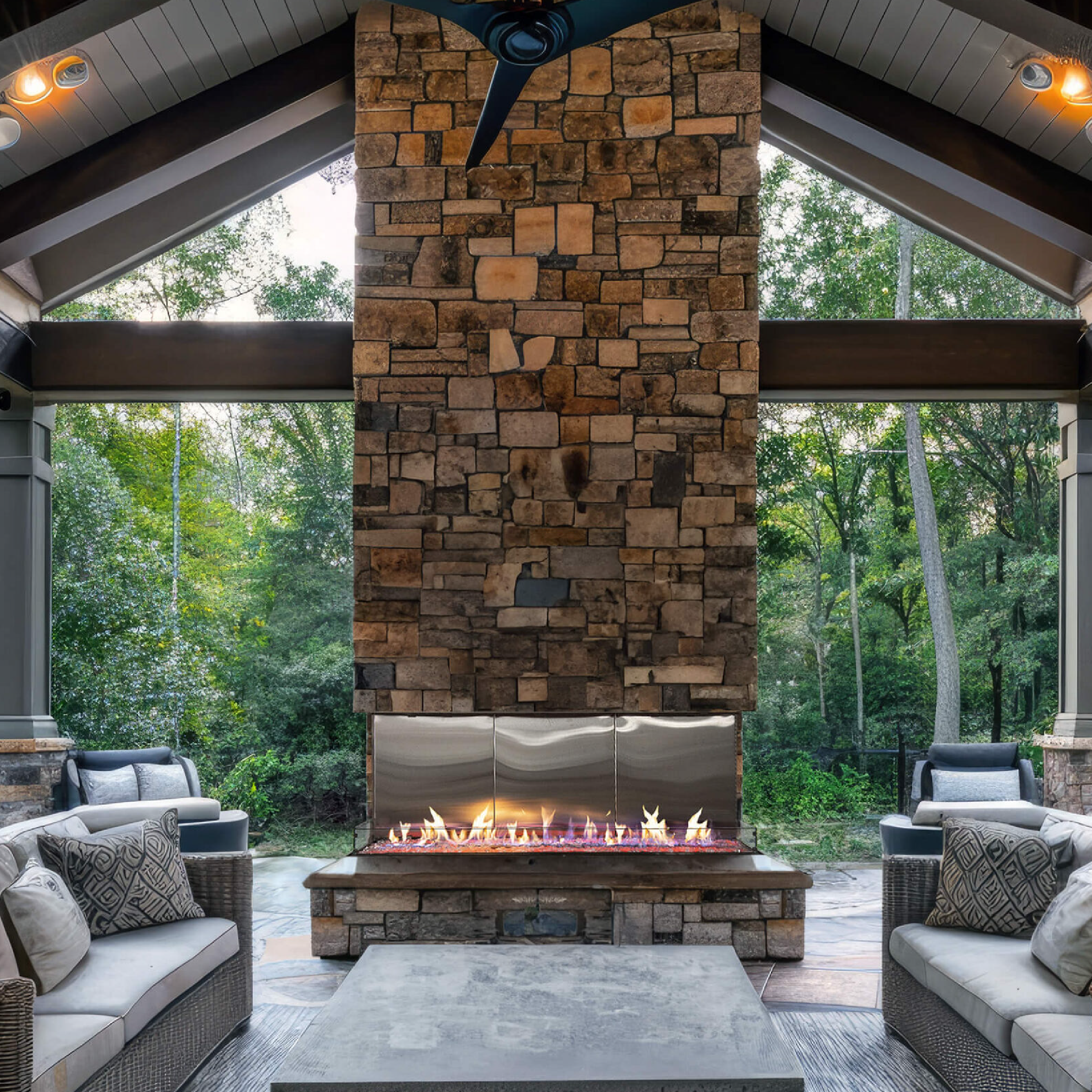 Double Corner 30" Extra High Glass Height Fireplace