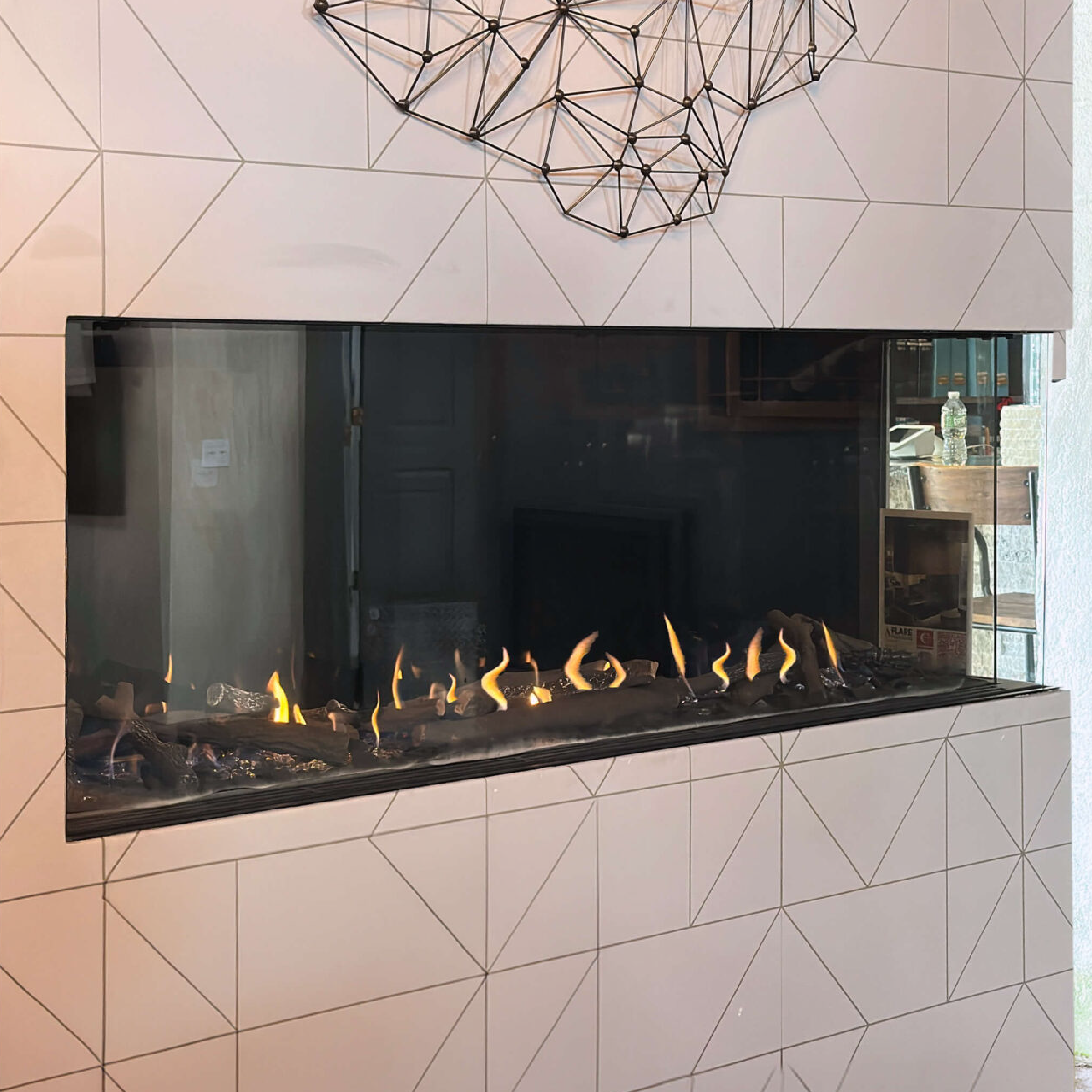 Right Corner 24" High Glass Height Fireplace