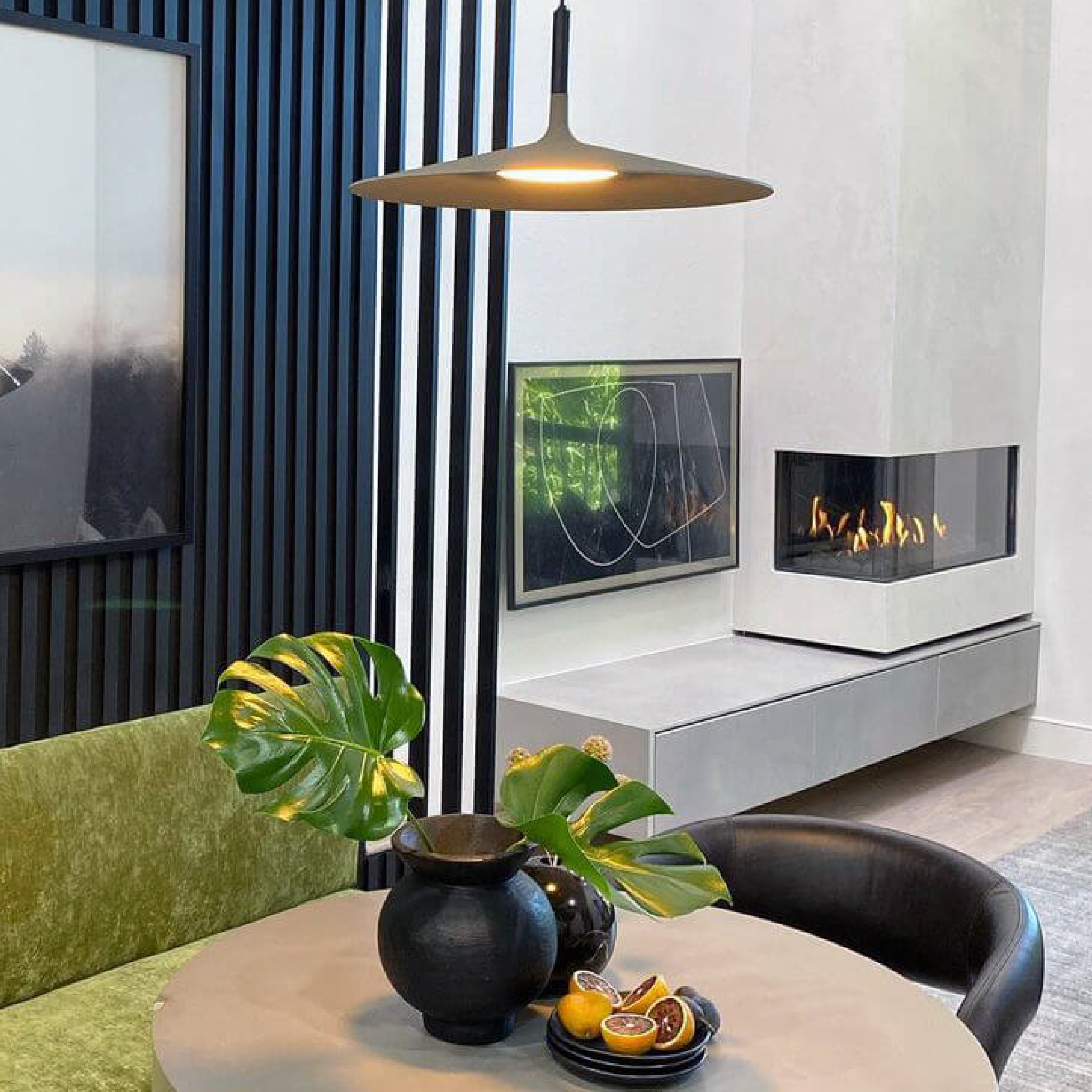 Left Corner 16" Regular Glass Height Fireplace