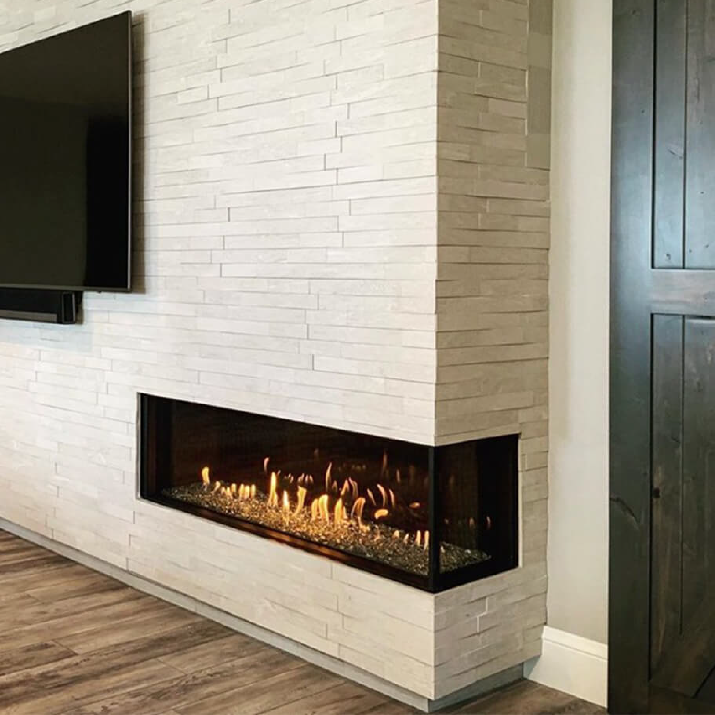 Right Corner 16" Regular Glass Height Fireplace