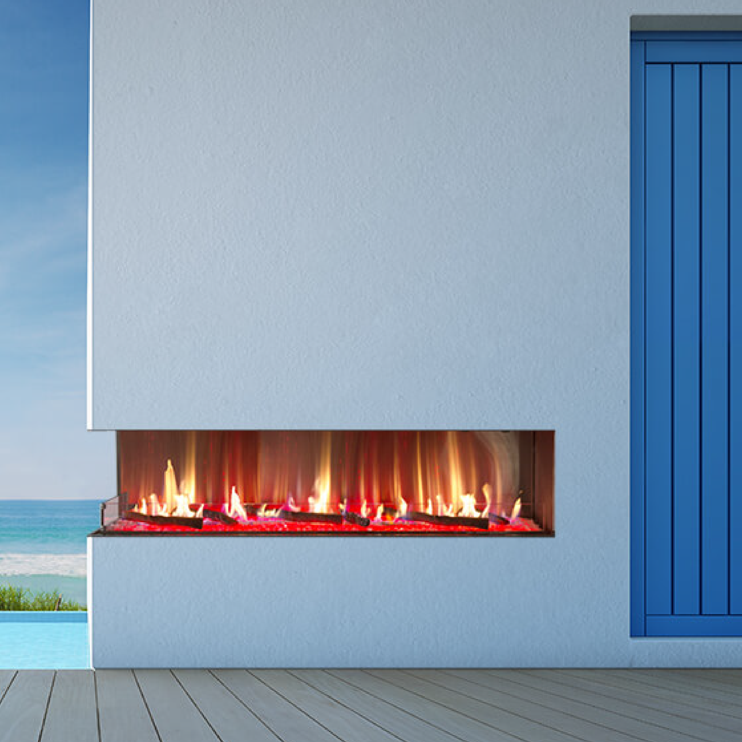 Left Corner 16" Regular Glass Height Fireplace