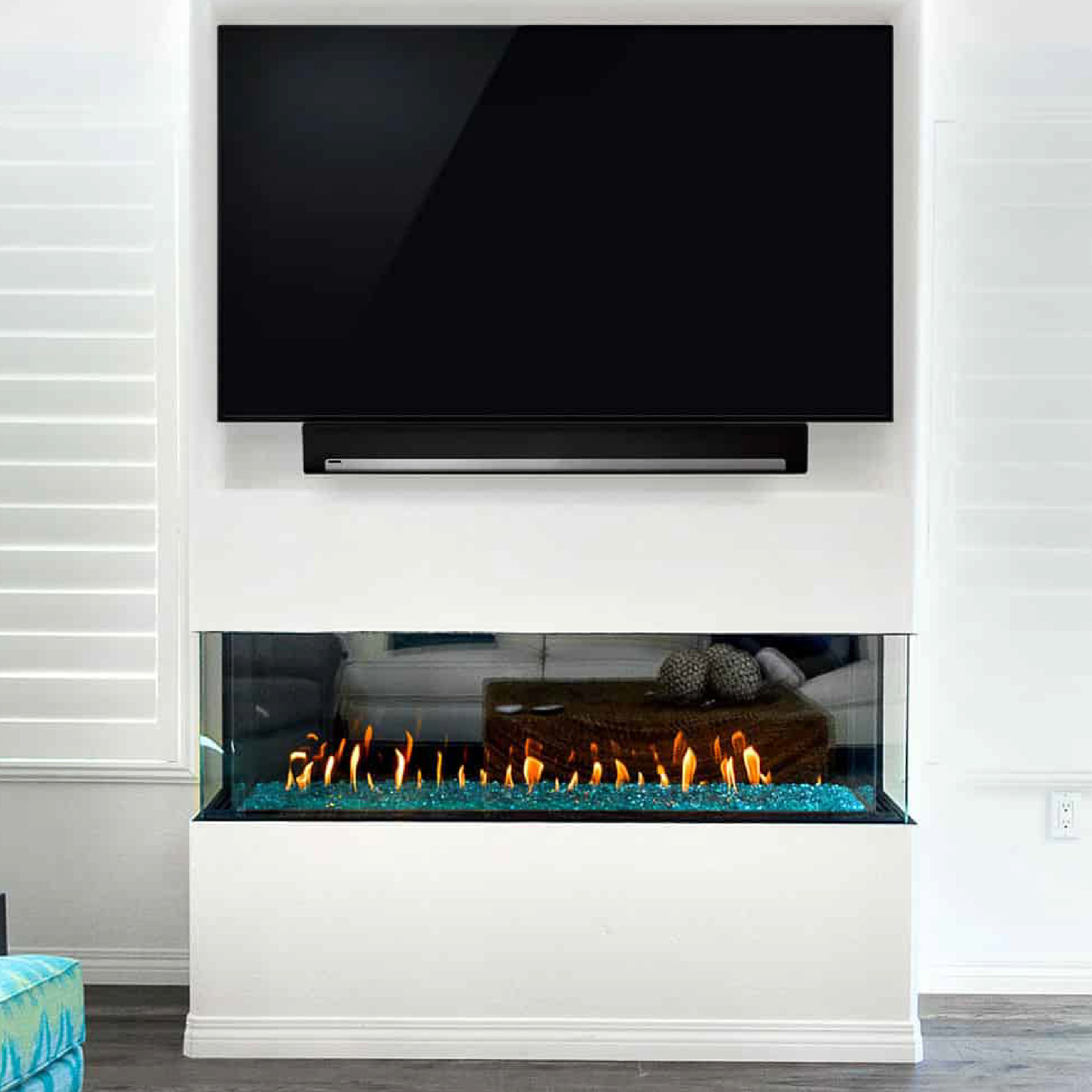 Double Corner 16" Regular Glass Height Fireplace