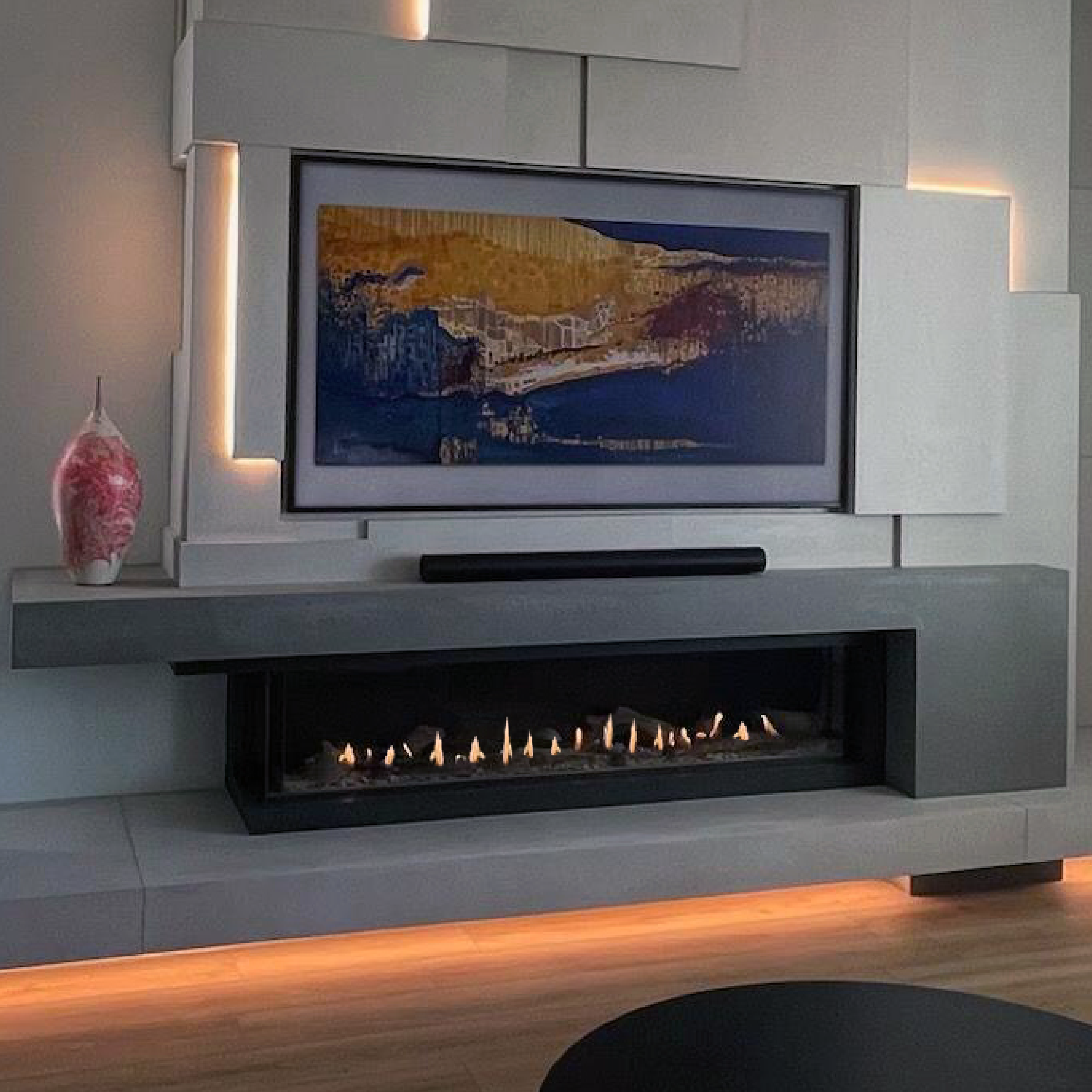 Left Corner 16" Regular Glass Height Fireplace