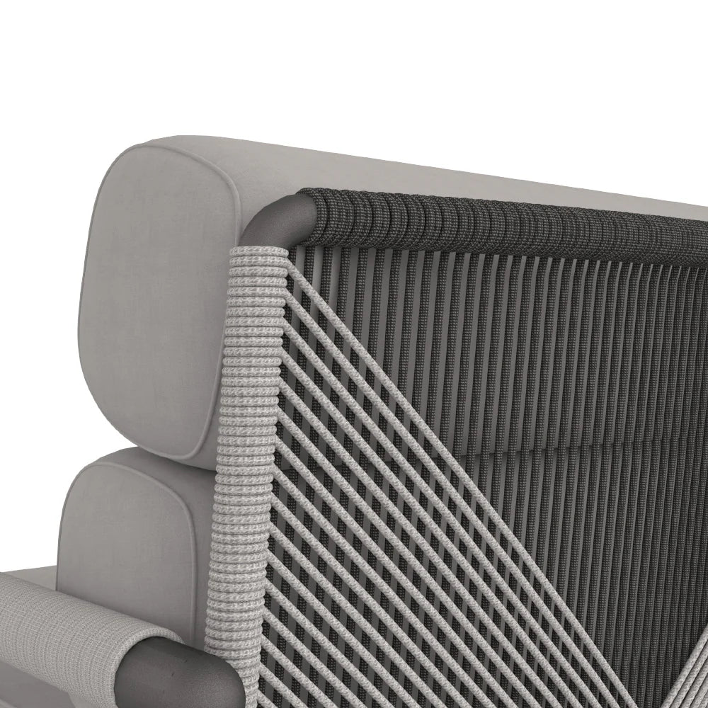 Amazonia Armchair with Graphite Frame, Granite and Fieldstone Rope with Bliss Aloe Sunbrella Cushions