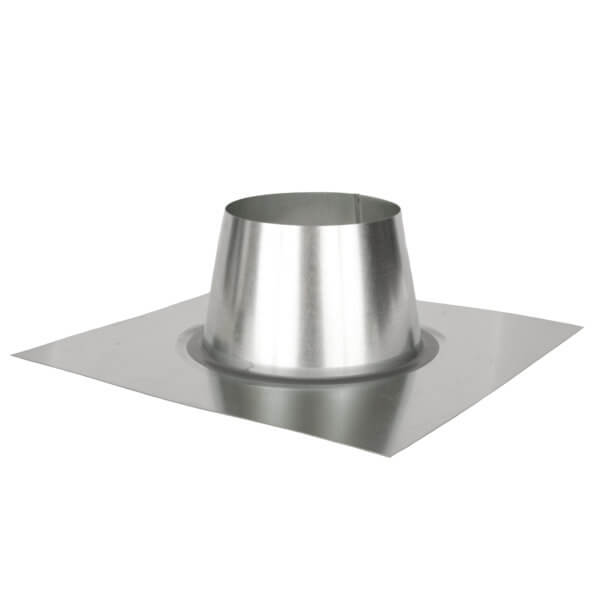 Metal roof flashing with flat base and raised cone collar